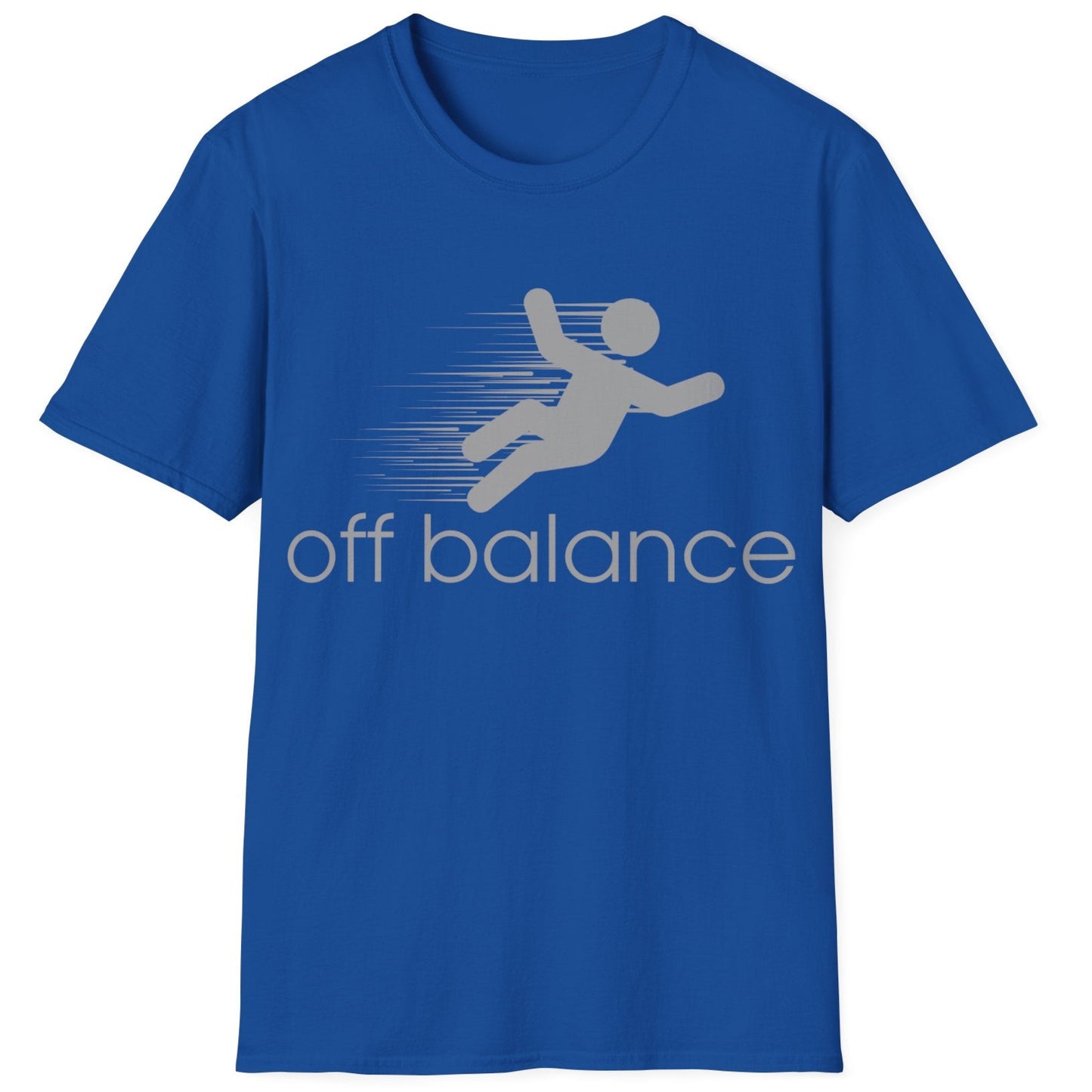 “Off Balance” Parody T-Shirt – Funny New Balance Spoof Tee | Falling Figure Graphic Humor Shirt