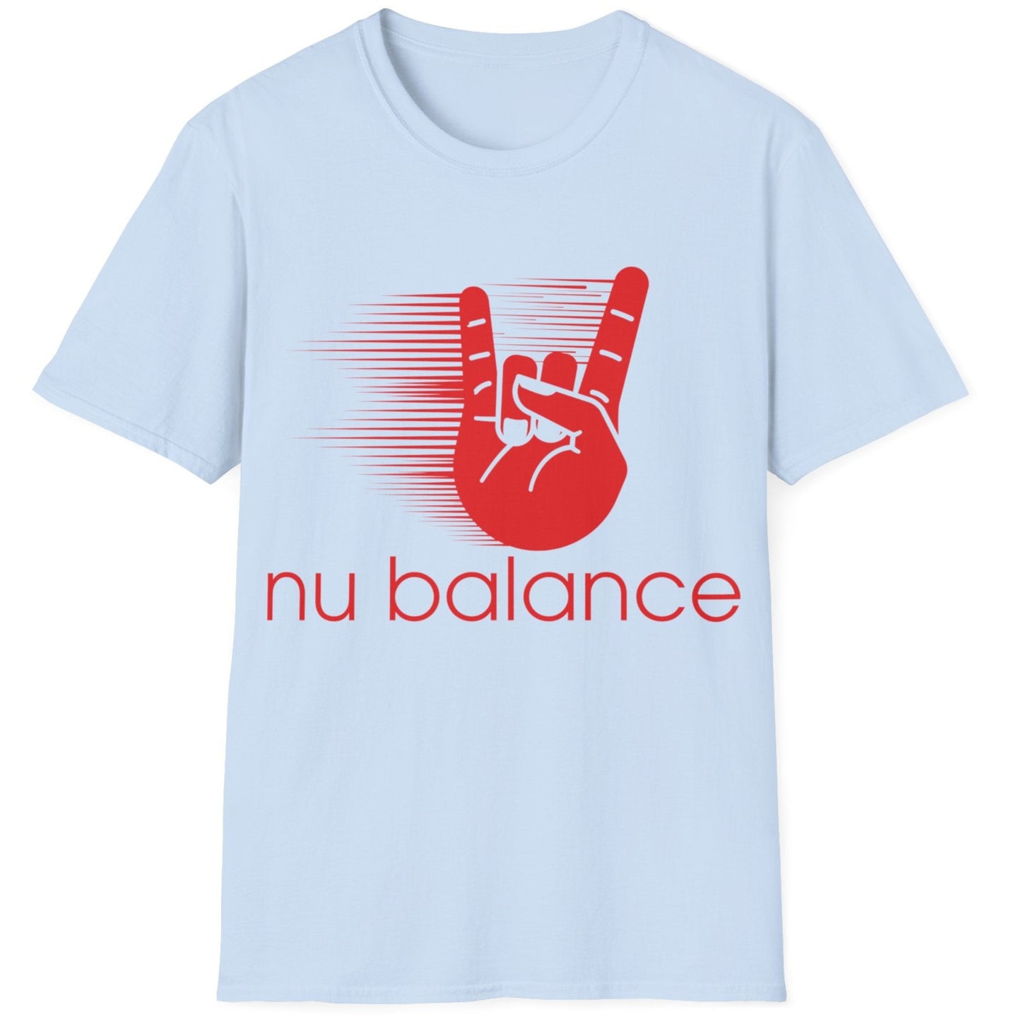 “Nu Balance” Parody T-Shirt – Rock ‘n Roll Horns Spoof Tee | Funny Music & Sneaker Culture Mashup