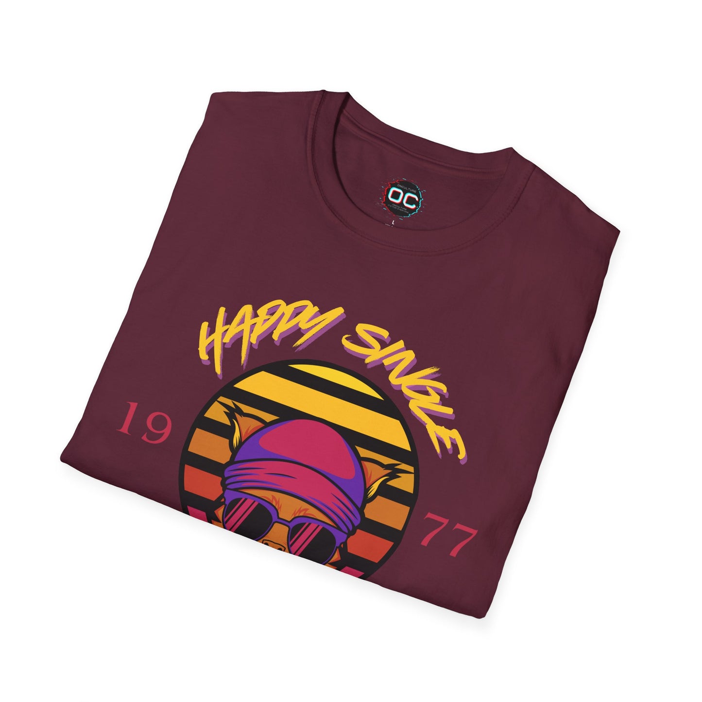 Retro "1977 Happy Single Cat Lady" Tee | Chill Vibe Graphic Shirt | Casual Vintage T-Shirt | For Cat Moms