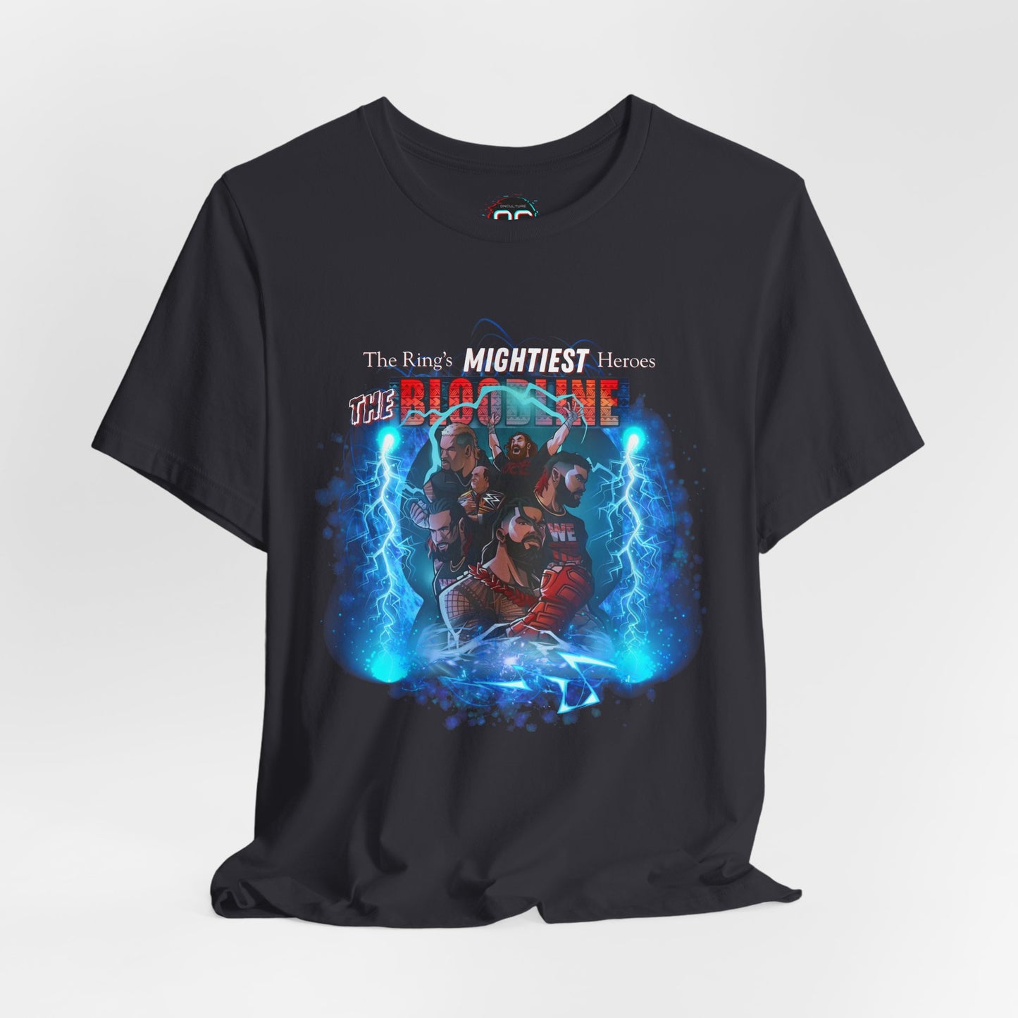 The Bloodline Animated Pro Wrestling Tee | Ring's Mightiest Heroes Shirt | Roman, Sami, Jey, Jimmy, Solo, Paul | Lightning Design