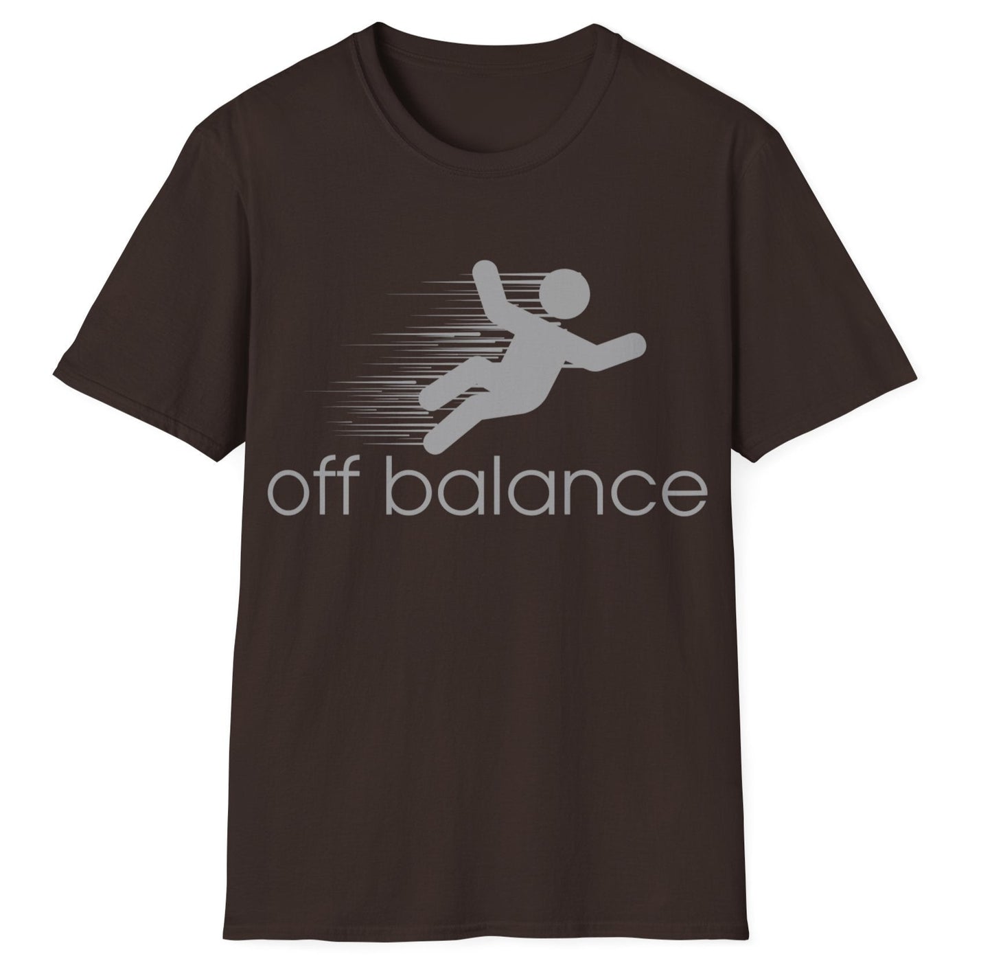 “Off Balance” Parody T-Shirt – Funny New Balance Spoof Tee | Falling Figure Graphic Humor Shirt