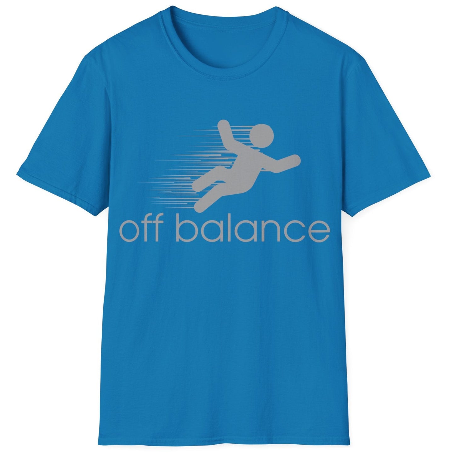 “Off Balance” Parody T-Shirt – Funny New Balance Spoof Tee | Falling Figure Graphic Humor Shirt