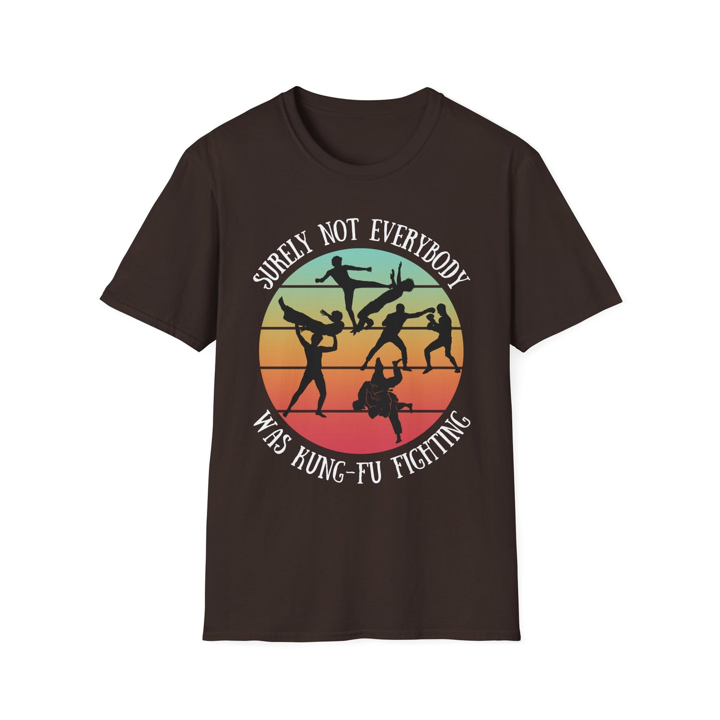 Funny Retro Sunset Tee - "Surely Not Everybody Was Kung-Fu Fighting" T-Shirt