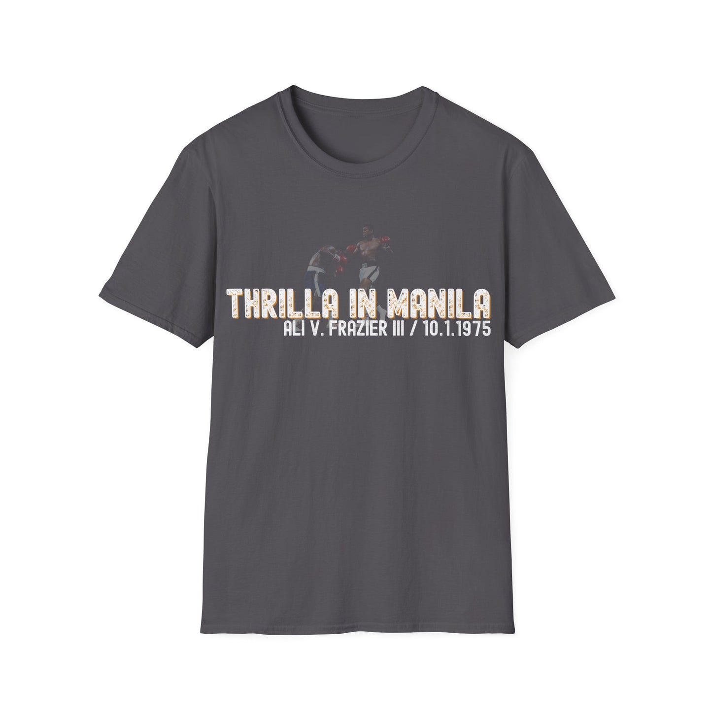 Ali vs Frazier Thrilla in Manila Homage Boxing T-Shirt - Distressed Fight Design