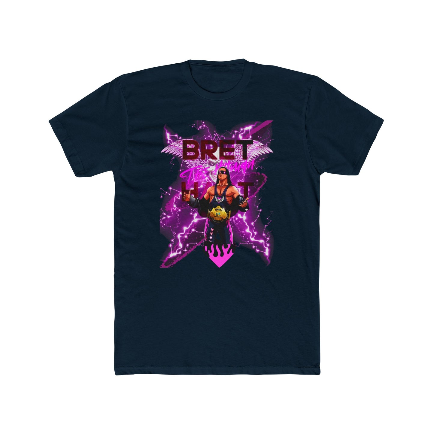 Bret "Hitman" Hart Wrestling T-Shirt - Pink & Black Cartoon Glory!