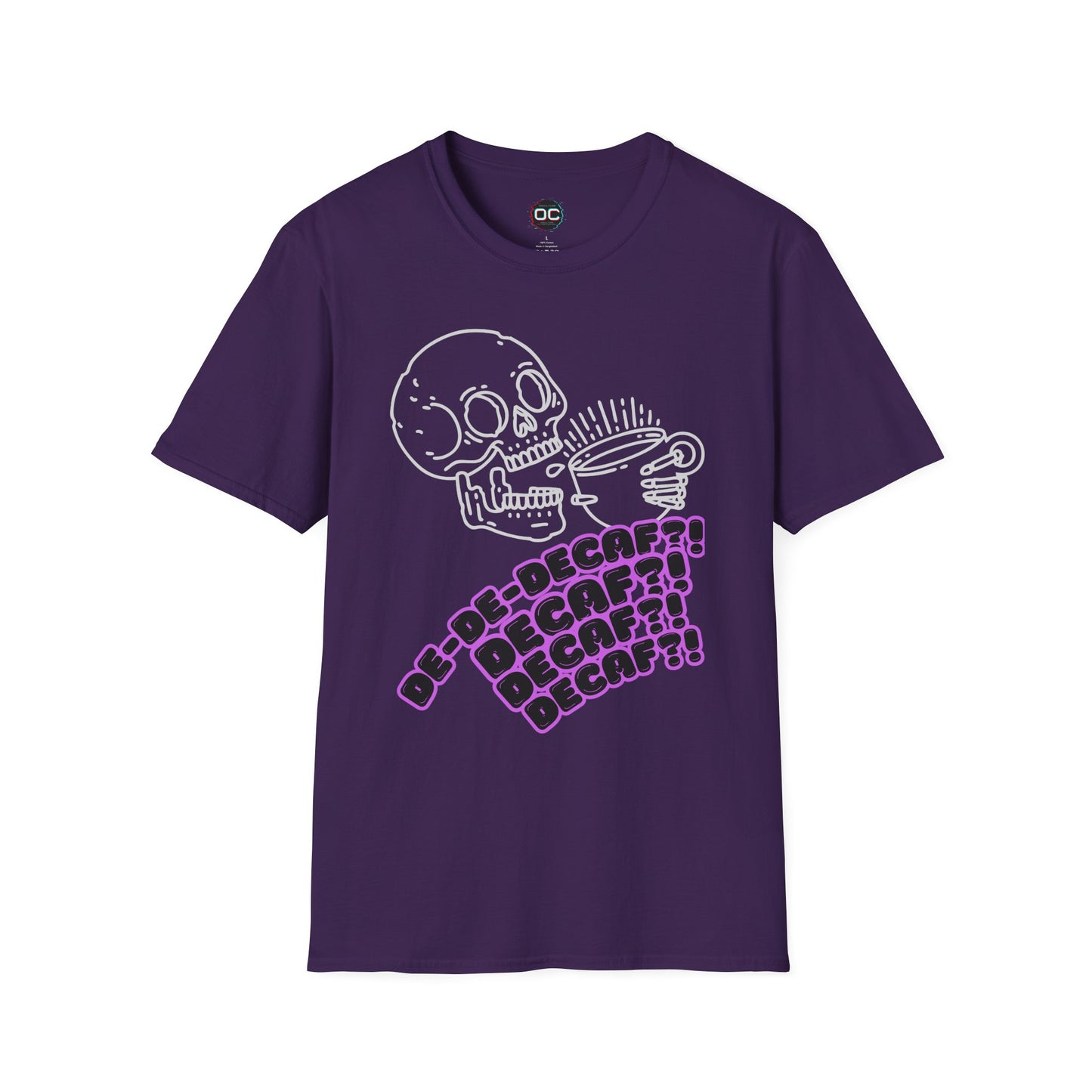 "DECAF? DECAF?? DECAFFFF???" Anti-Decaf Coffee T-Shirt – Because Weak Coffee is for the Dead