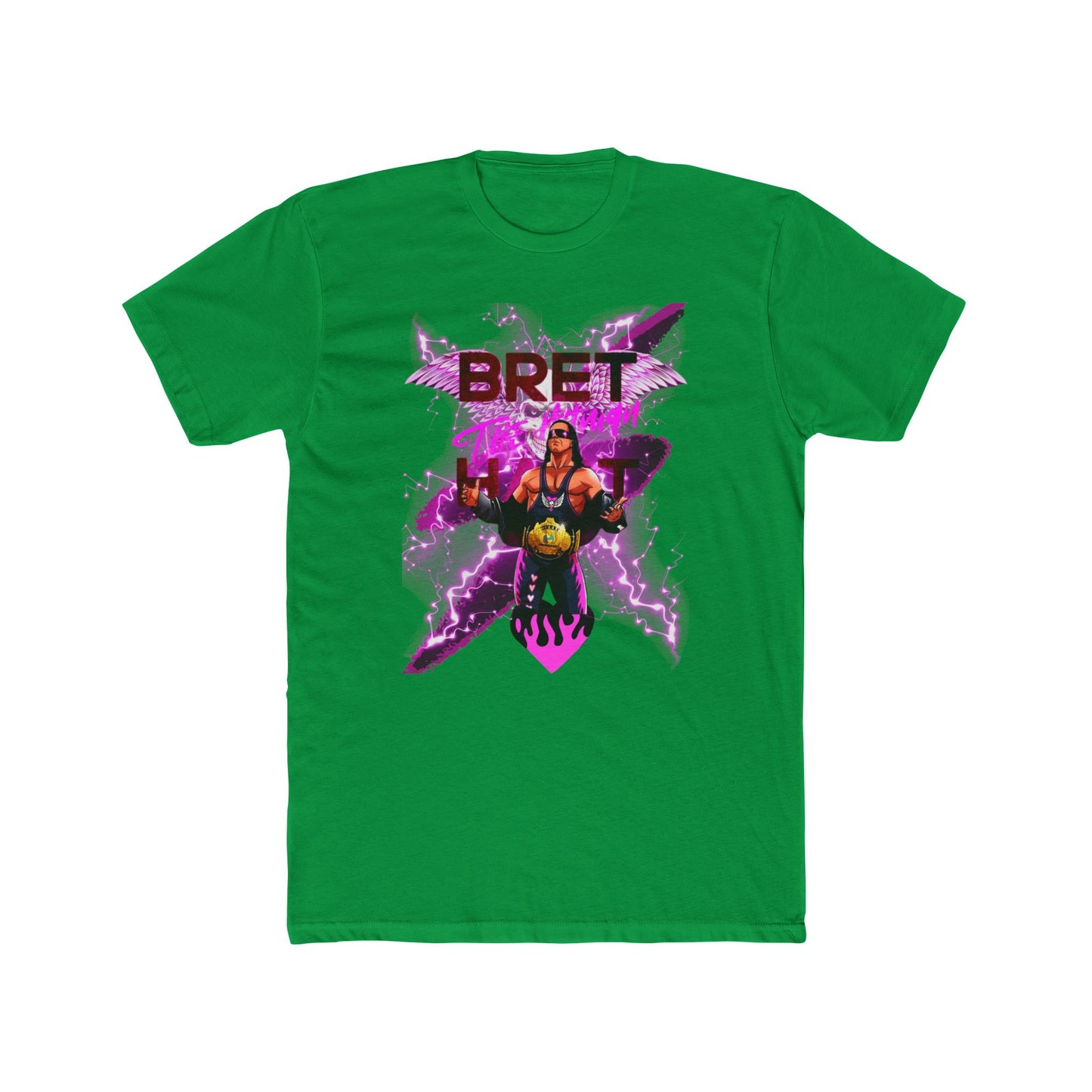 Bret "Hitman" Hart Wrestling T-Shirt - Pink & Black Cartoon Glory!