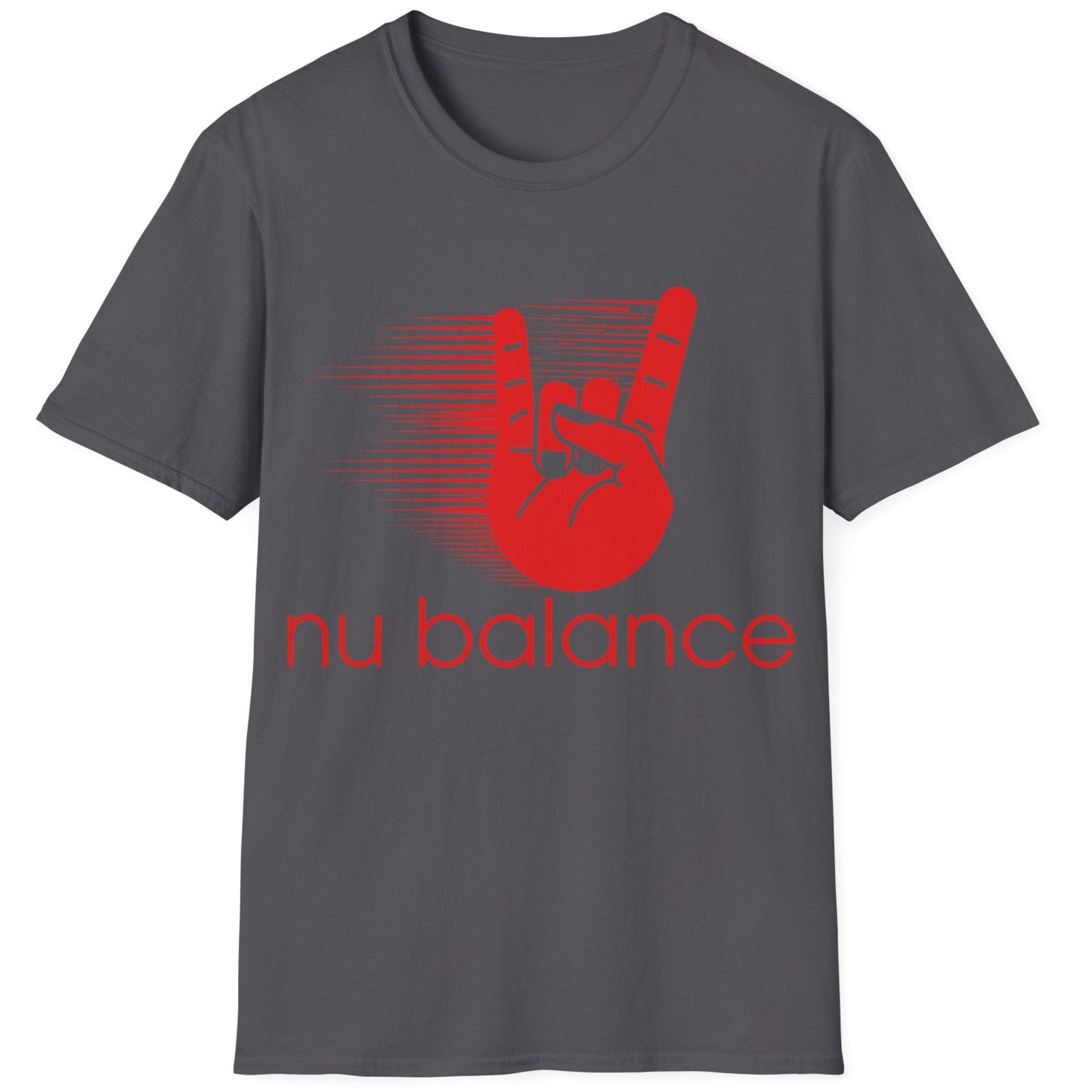 “Nu Balance” Parody T-Shirt – Rock ‘n Roll Horns Spoof Tee | Funny Music & Sneaker Culture Mashup