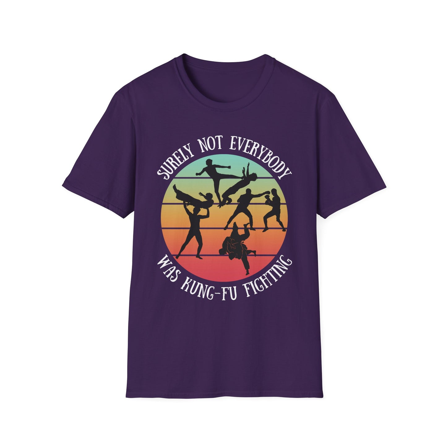 Funny Retro Sunset Tee - "Surely Not Everybody Was Kung-Fu Fighting" T-Shirt