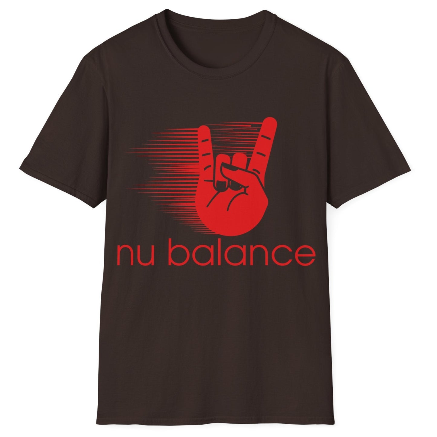 “Nu Balance” Parody T-Shirt – Rock ‘n Roll Horns Spoof Tee | Funny Music & Sneaker Culture Mashup