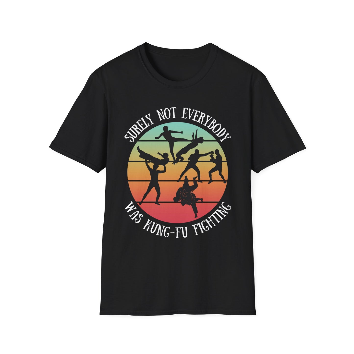 Funny Retro Sunset Tee - "Surely Not Everybody Was Kung-Fu Fighting" T-Shirt