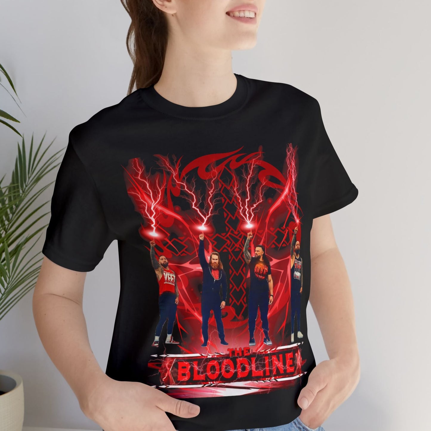 The Bloodline Sky Strike T-Shirt – Roman Reigns, Usos & Sami Zayn Fan Tee | Tribal Red Lightning Design