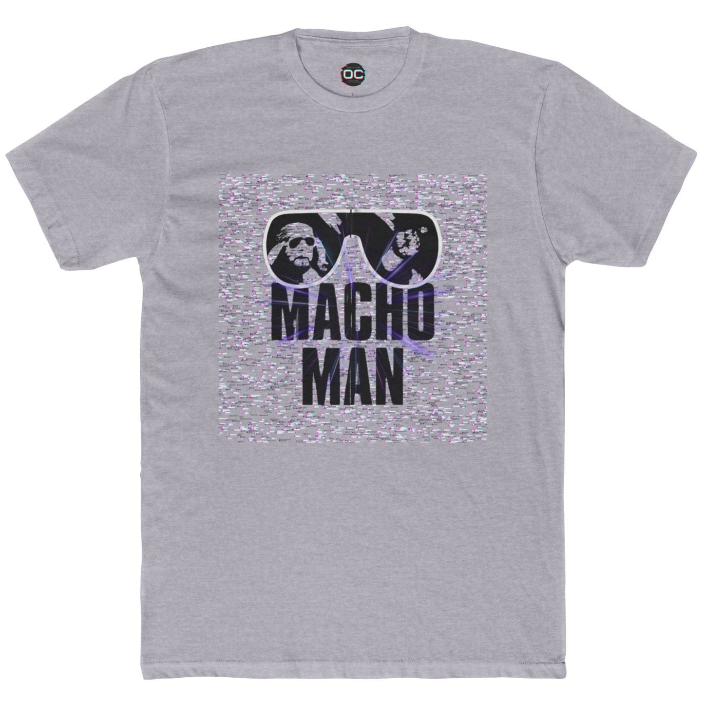 Macho Man Randy Savage Tribute Tee β Retro Glasses Design with TV Fuzz Background