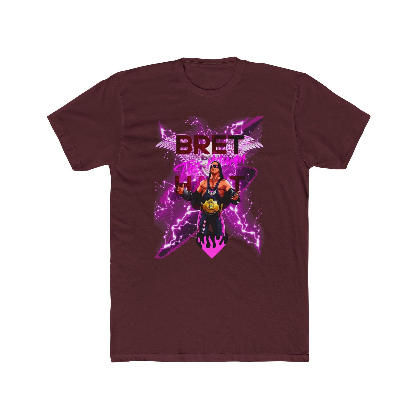 Bret "Hitman" Hart Wrestling T-Shirt - Pink & Black Cartoon Glory!