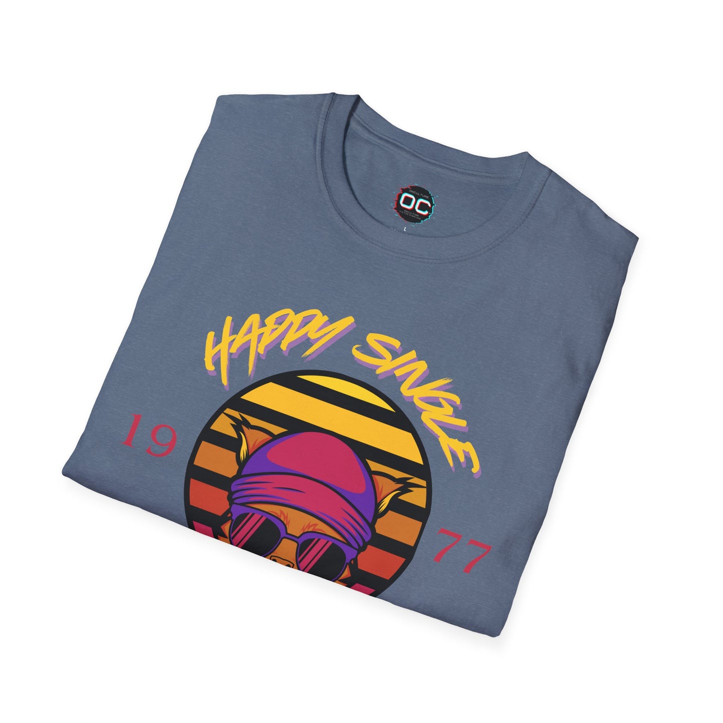 Retro "1977 Happy Single Cat Lady" Tee | Chill Vibe Graphic Shirt | Casual Vintage T-Shirt | For Cat Moms
