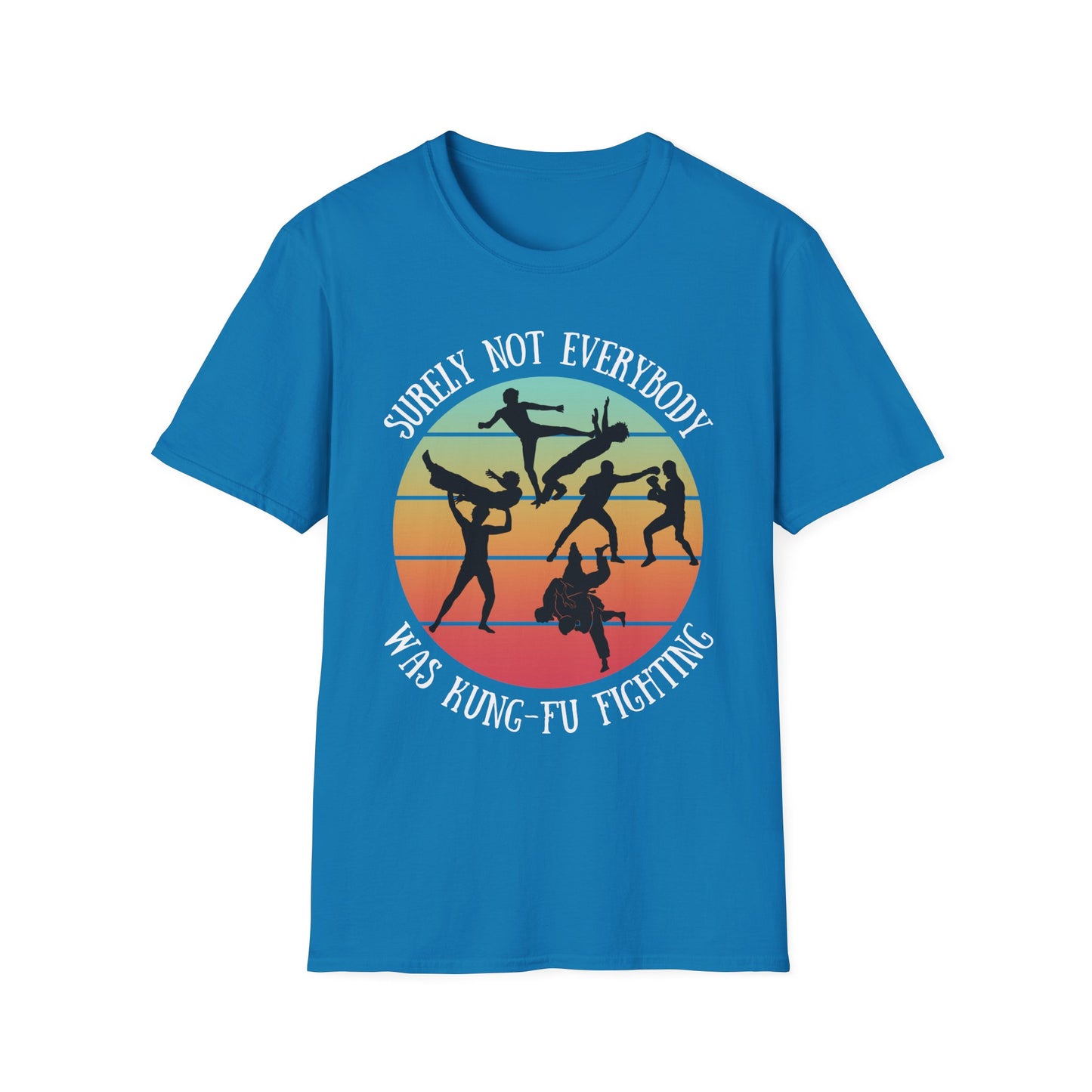 Funny Retro Sunset Tee - "Surely Not Everybody Was Kung-Fu Fighting" T-Shirt