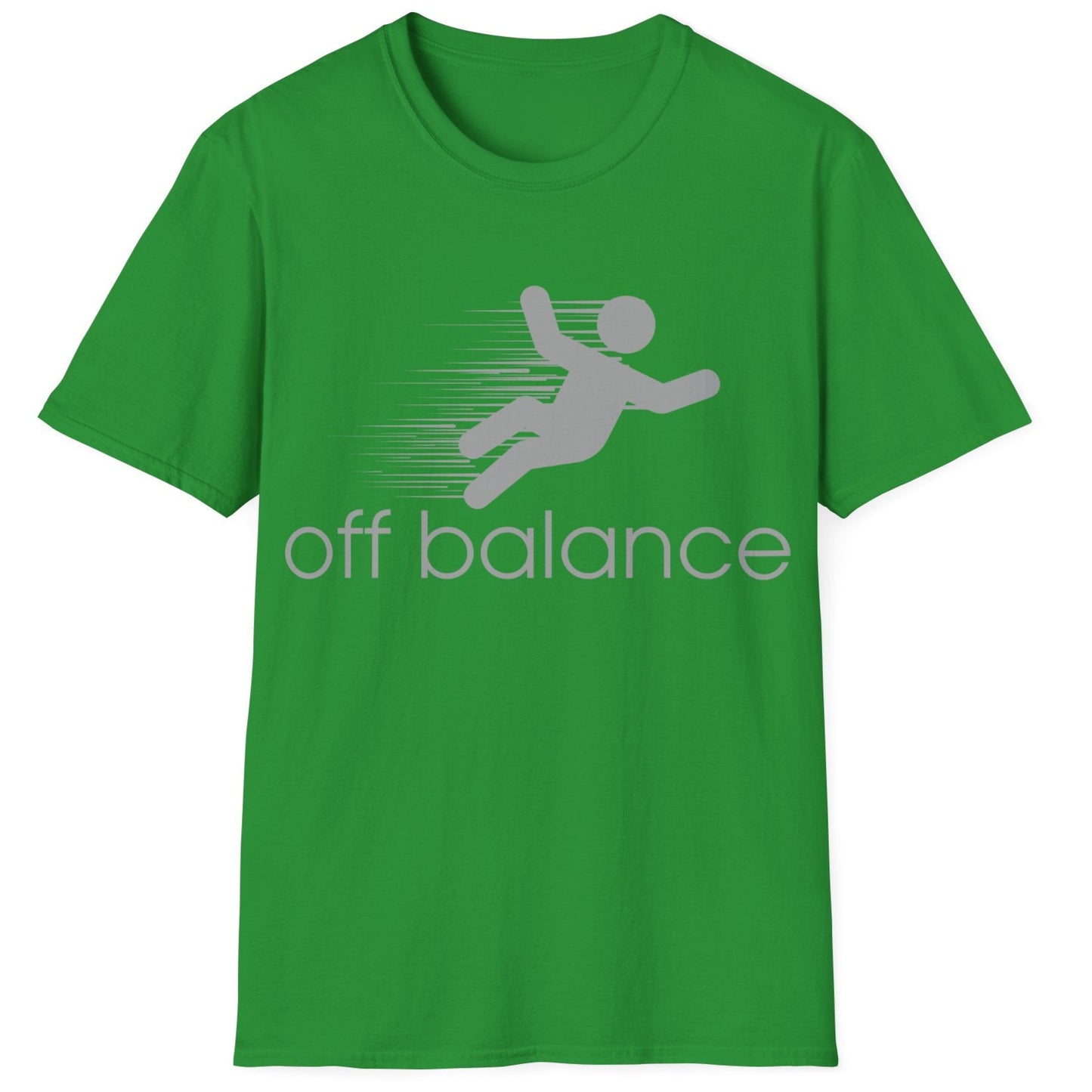 “Off Balance” Parody T-Shirt – Funny New Balance Spoof Tee | Falling Figure Graphic Humor Shirt