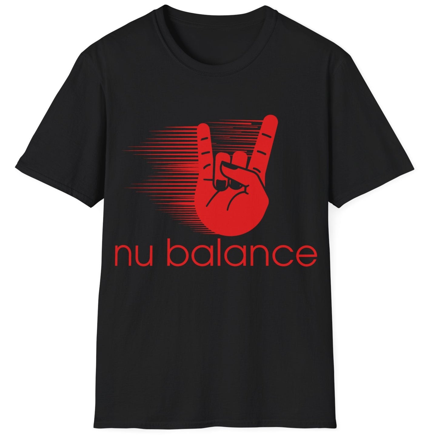 “Nu Balance” Parody T-Shirt – Rock ‘n Roll Horns Spoof Tee | Funny Music & Sneaker Culture Mashup