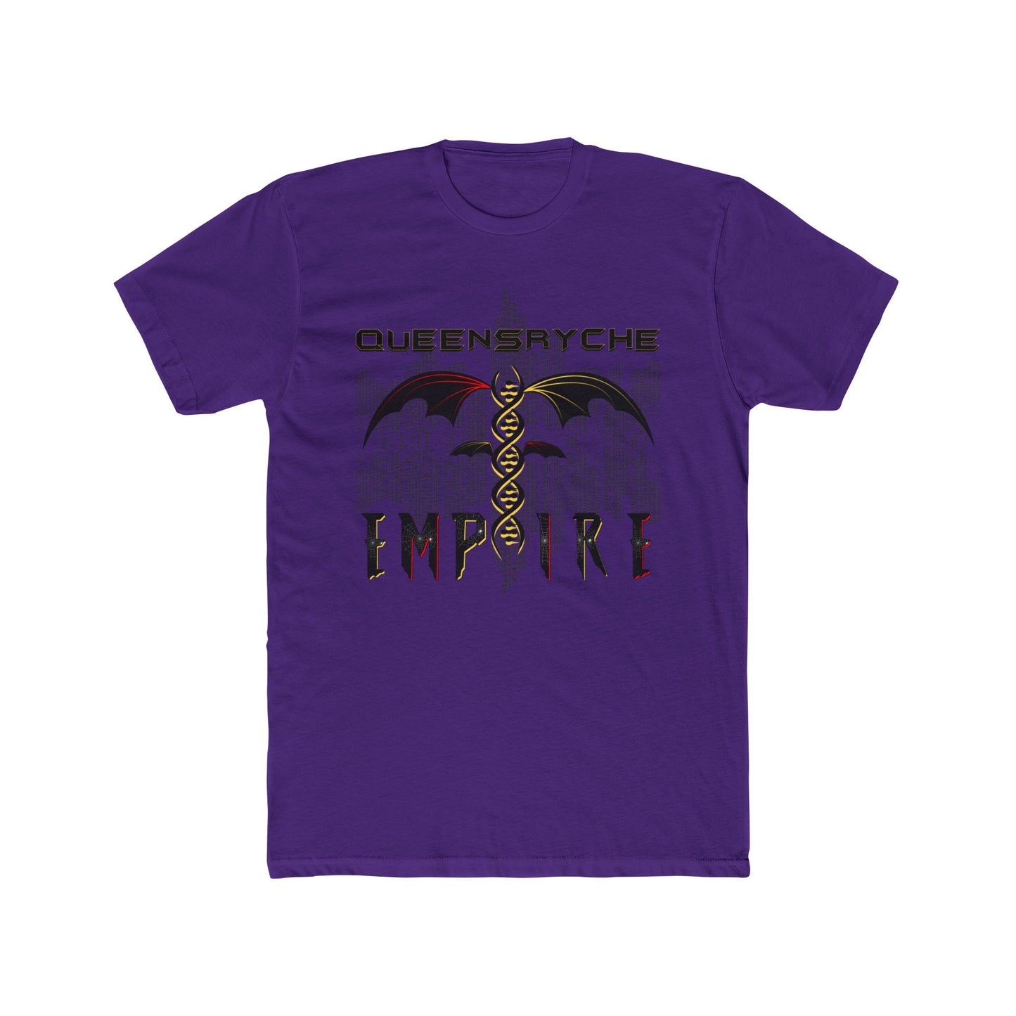Queensrÿche Empire T-Shirt - 80s Power Metal Band Logo with DNA & Bat Wings - Band Merch for Fans
