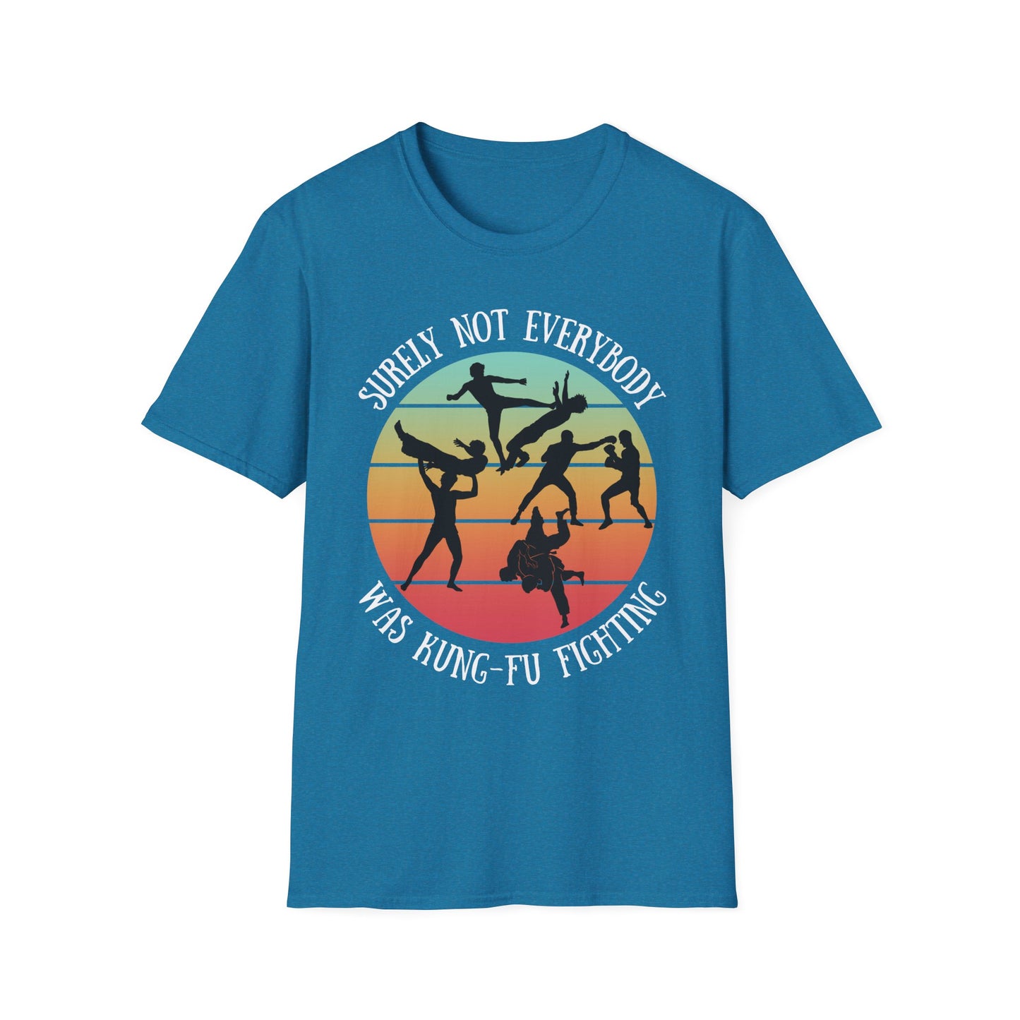 Funny Retro Sunset Tee - "Surely Not Everybody Was Kung-Fu Fighting" T-Shirt