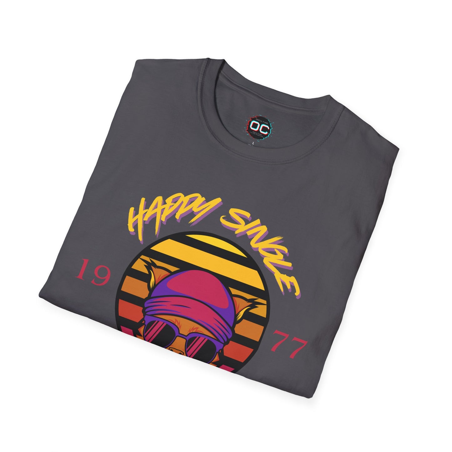 Retro "1977 Happy Single Cat Lady" Tee | Chill Vibe Graphic Shirt | Casual Vintage T-Shirt | For Cat Moms