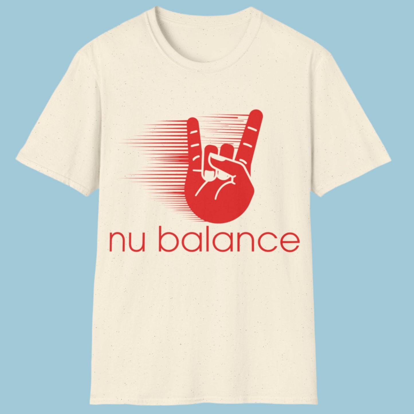 “Nu Balance” Parody T-Shirt – Rock ‘n Roll Horns Spoof Tee | Funny Music & Sneaker Culture Mashup