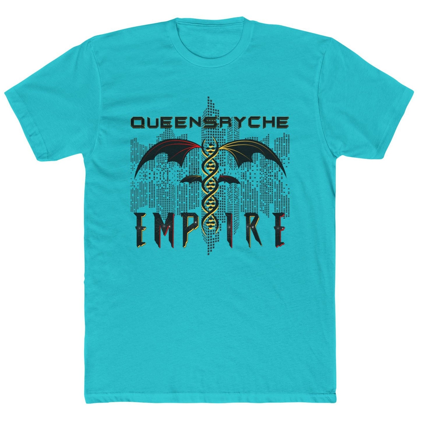 Queensrÿche Empire T-Shirt - 80s Power Metal Band Logo with DNA & Bat Wings - Band Merch for Fans