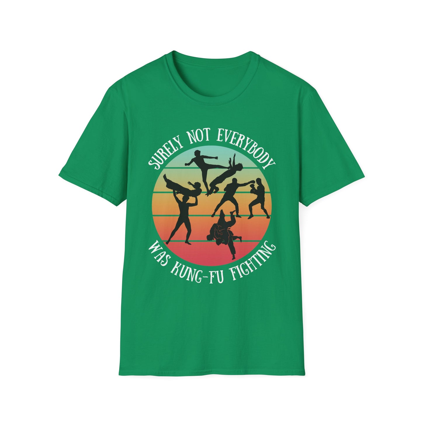Funny Retro Sunset Tee - "Surely Not Everybody Was Kung-Fu Fighting" T-Shirt