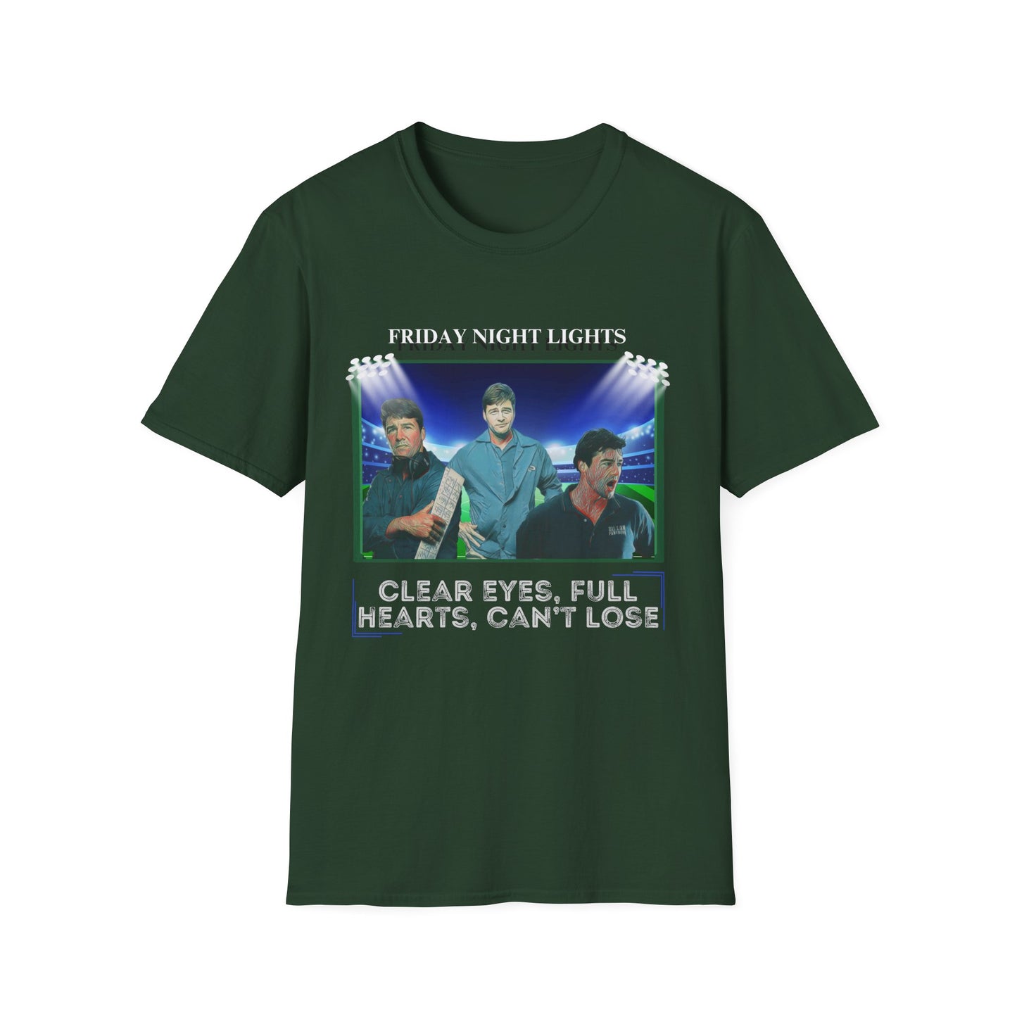 Friday Night Lights Design - "Clear Eyes, Full Hearts, Can't Lose" T-Shirt - Coach Eric Taylor Collage