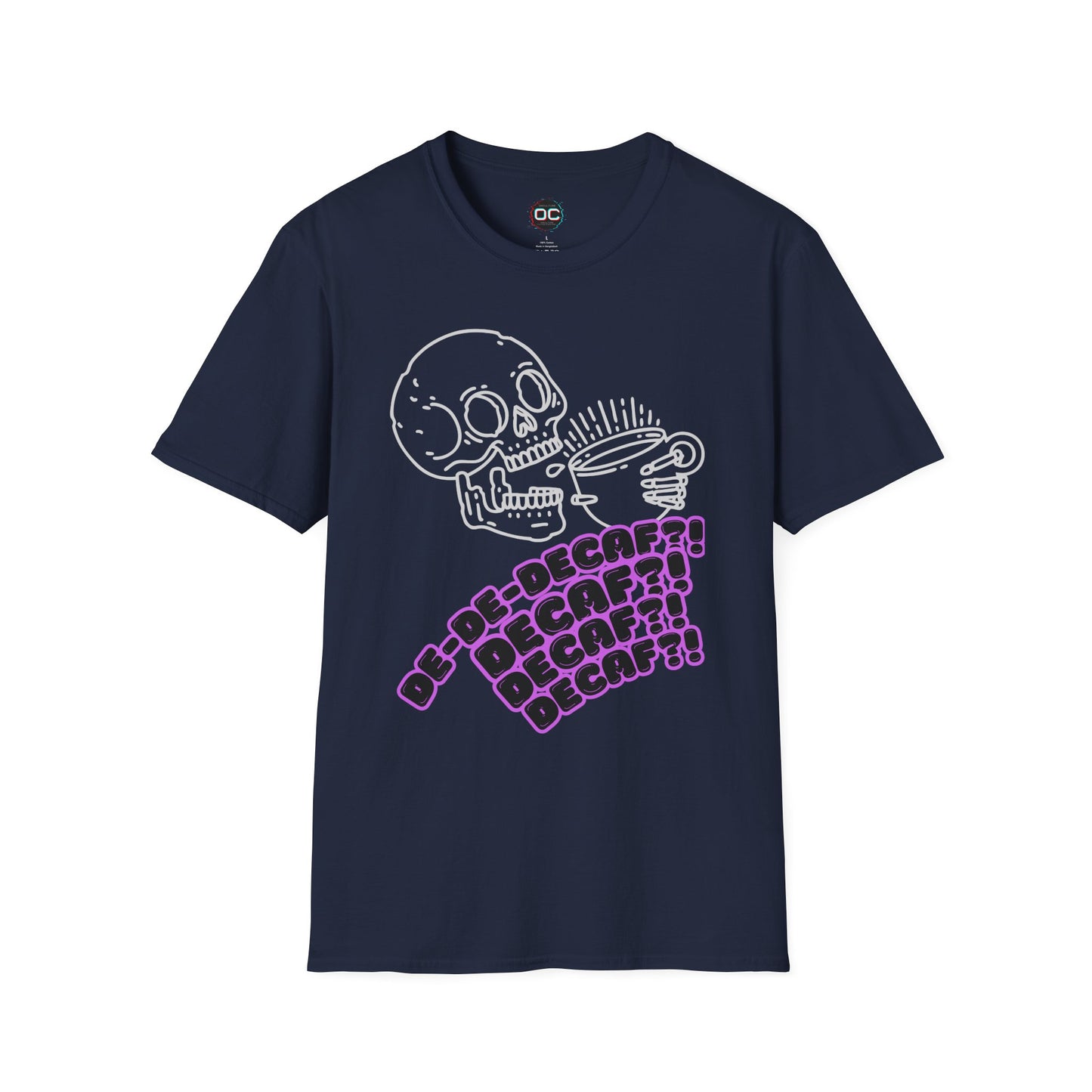"DECAF? DECAF?? DECAFFFF???" Anti-Decaf Coffee T-Shirt – Because Weak Coffee is for the Dead