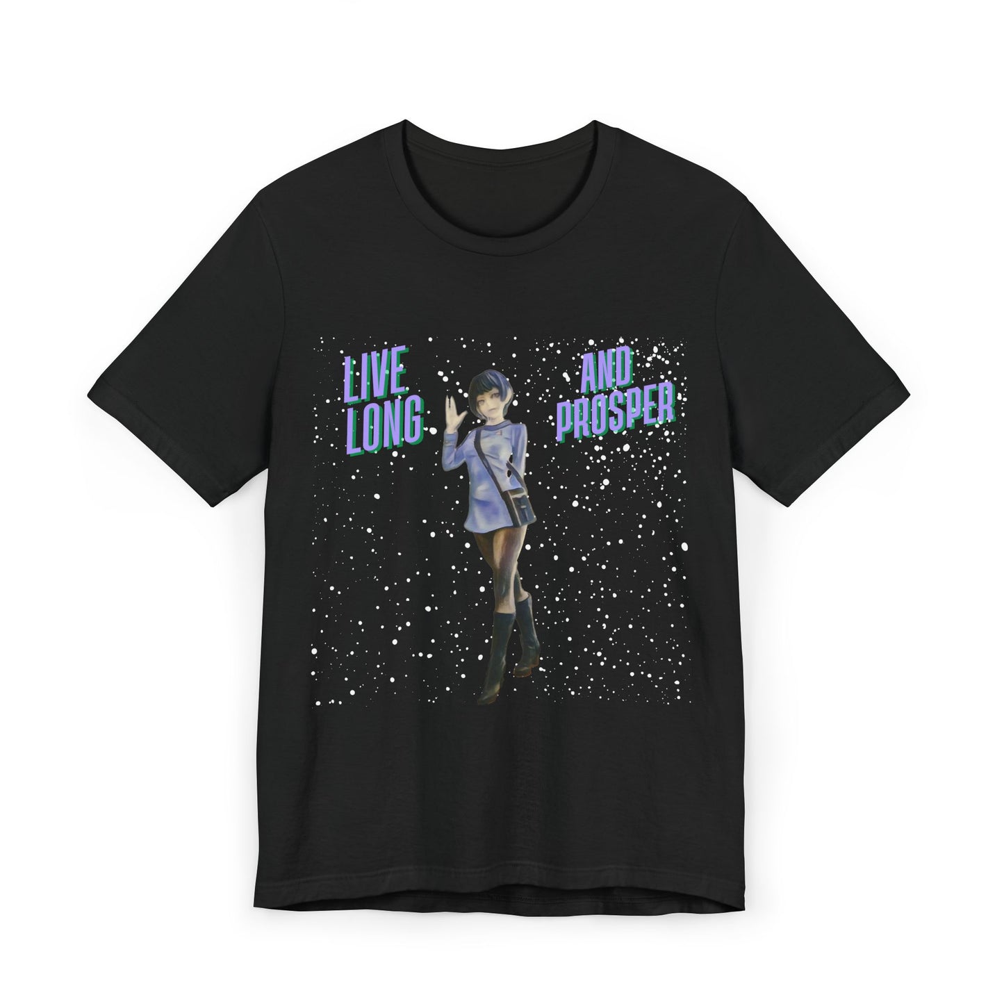 Vulcan Girl T-Shirt - 'Live Long & Prosper' Retro Sci-Fi Design | Trekkie Federation Uniform Tee