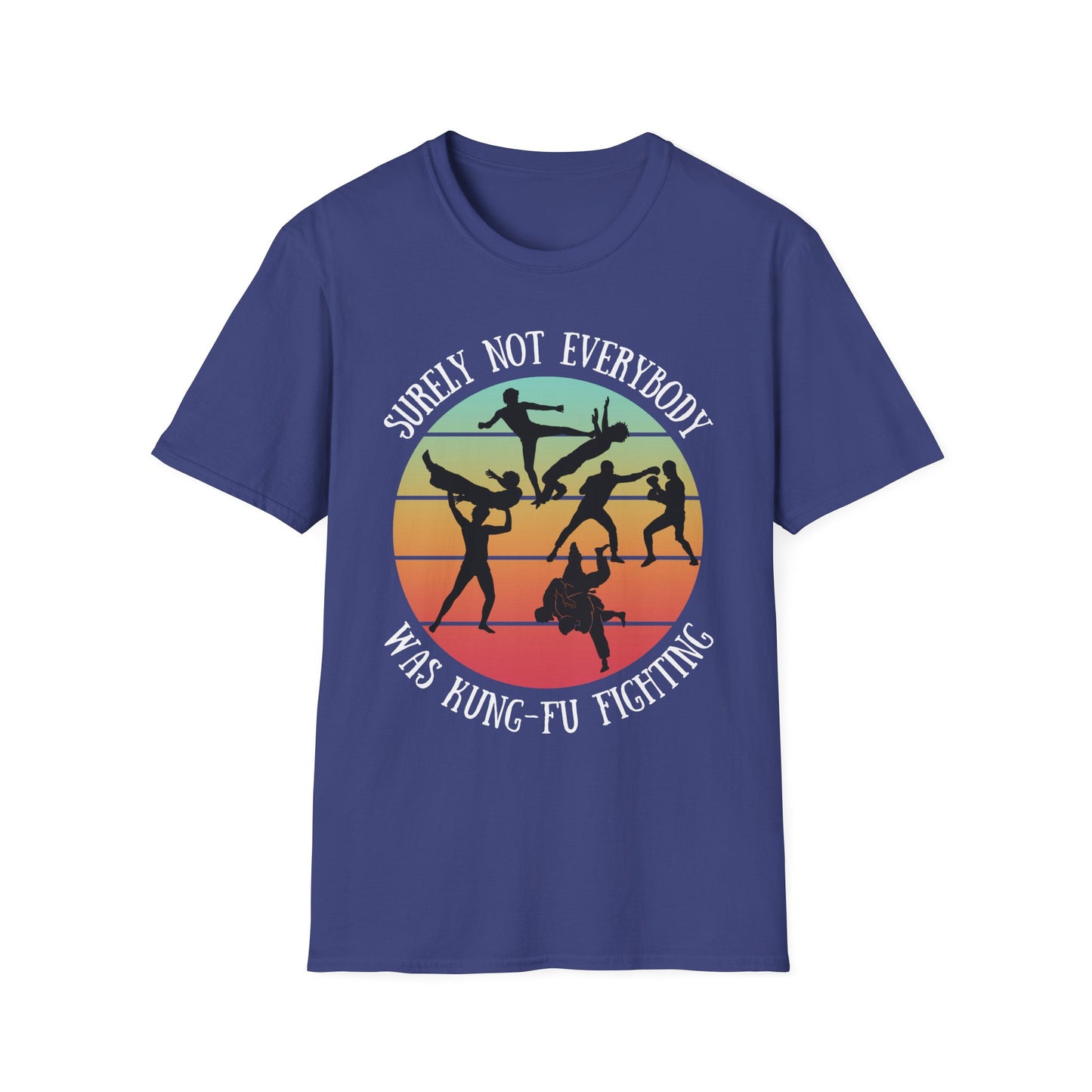 Funny Retro Sunset Tee - "Surely Not Everybody Was Kung-Fu Fighting" T-Shirt