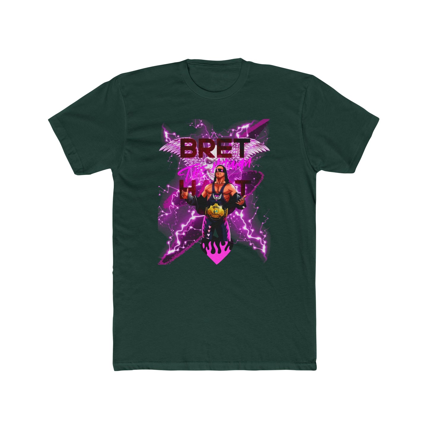 Bret "Hitman" Hart Wrestling T-Shirt - Pink & Black Cartoon Glory!
