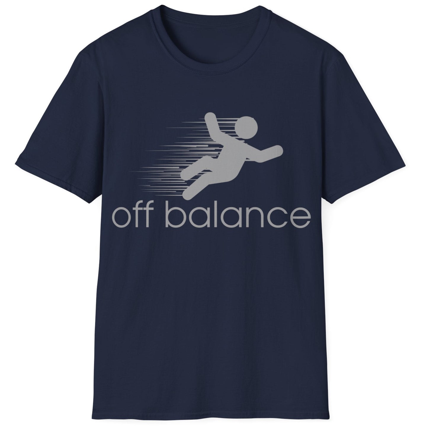 “Off Balance” Parody T-Shirt – Funny New Balance Spoof Tee | Falling Figure Graphic Humor Shirt