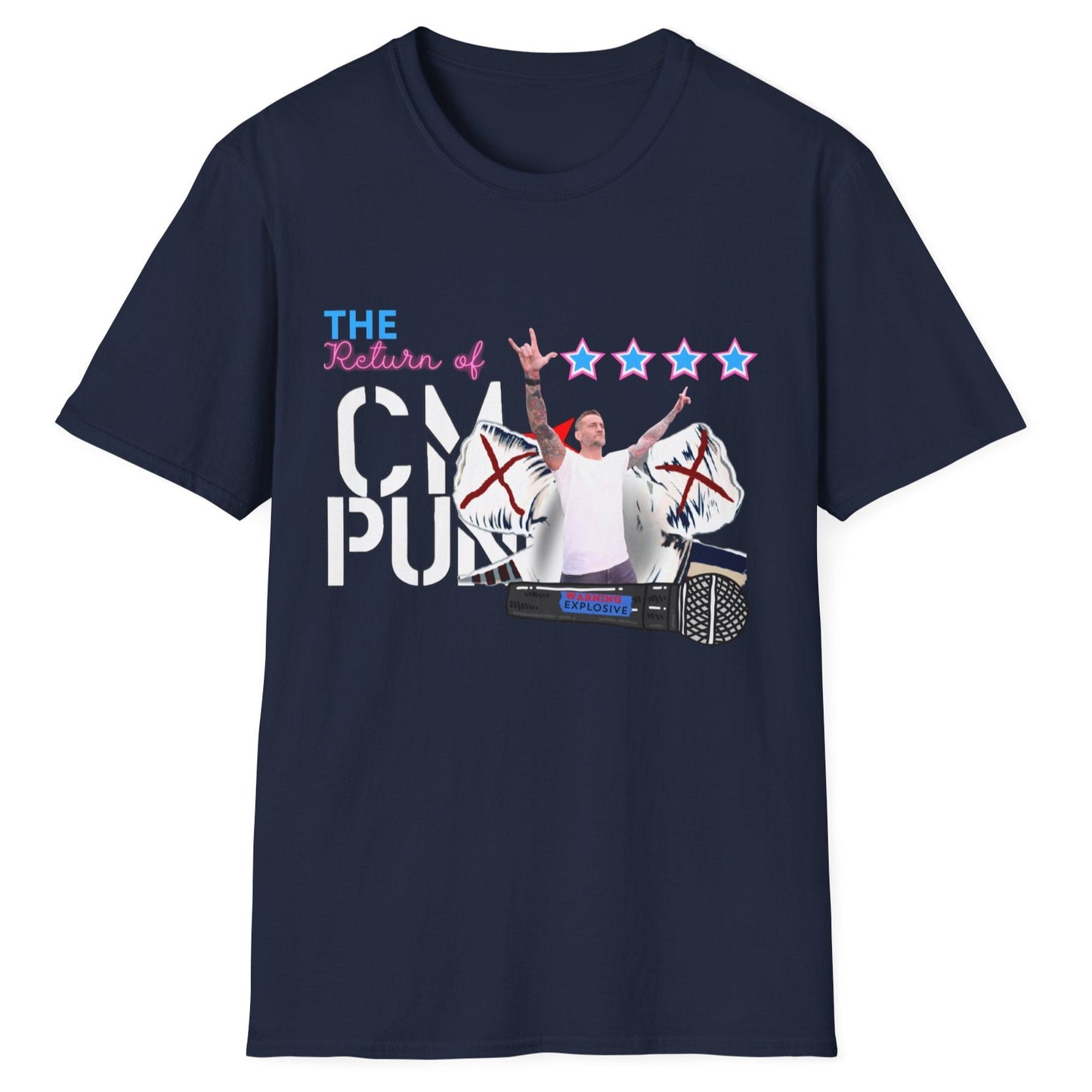 Return of CM Punk T-Shirt – Comeback Tribute Tee | Chicago Stars + Explosive Mic Design