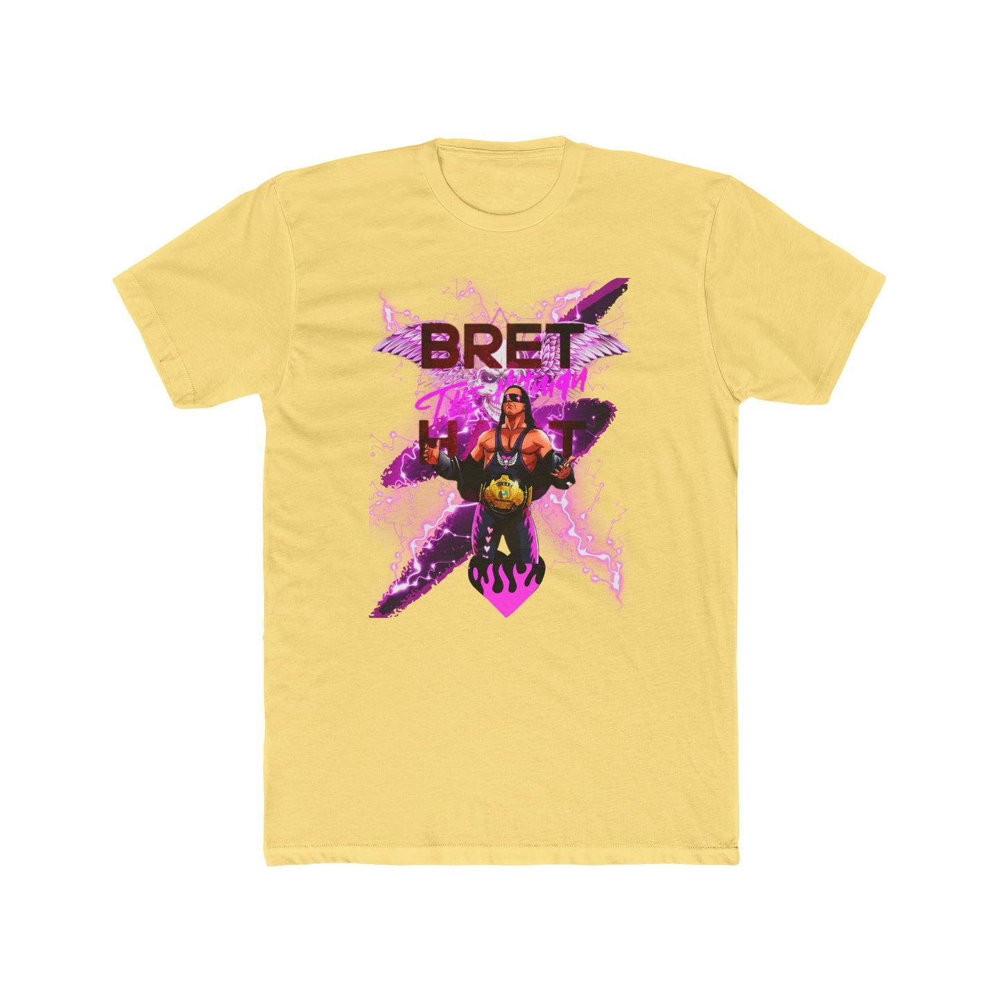 Bret "Hitman" Hart Wrestling T-Shirt - Pink & Black Cartoon Glory!