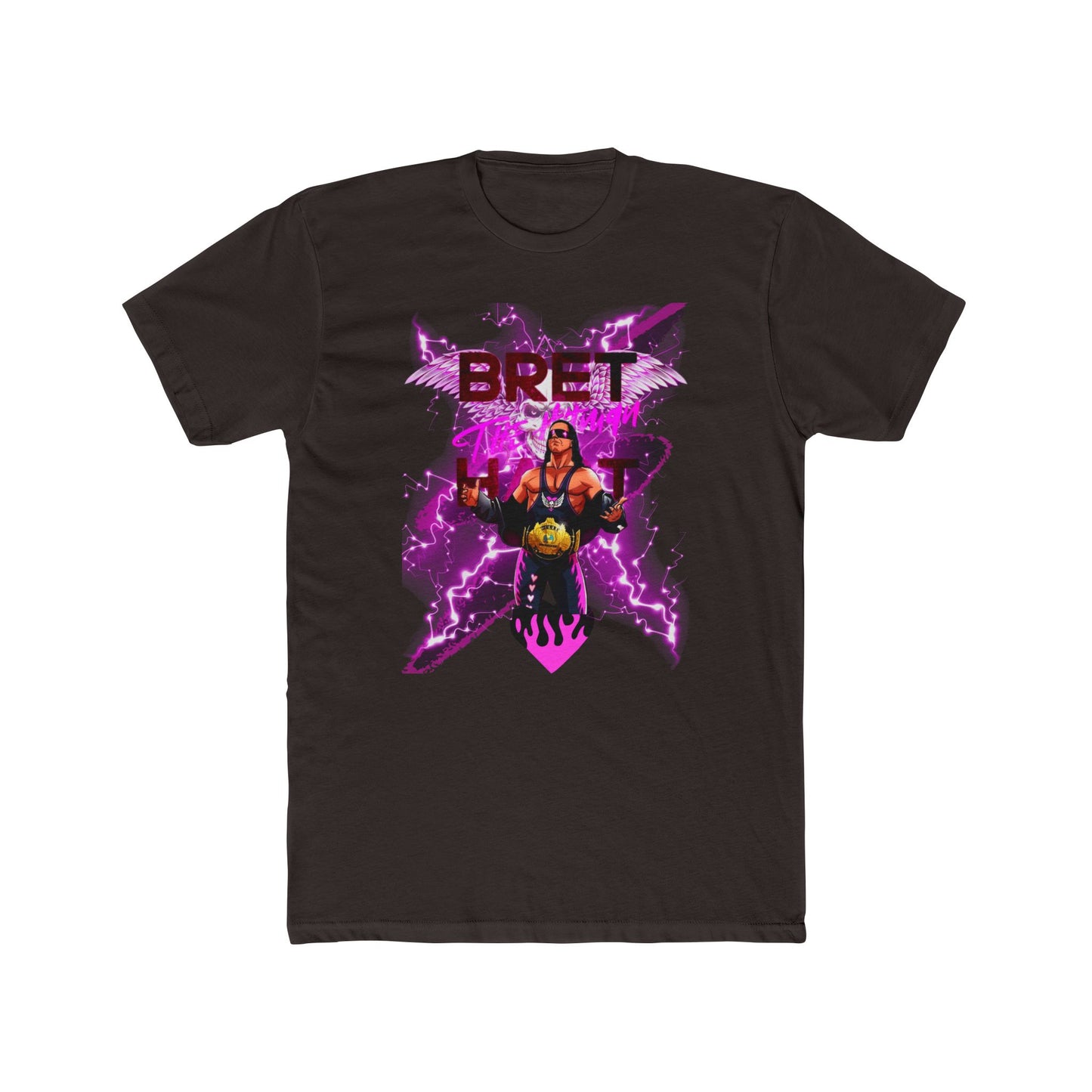 Bret "Hitman" Hart Wrestling T-Shirt - Pink & Black Cartoon Glory!