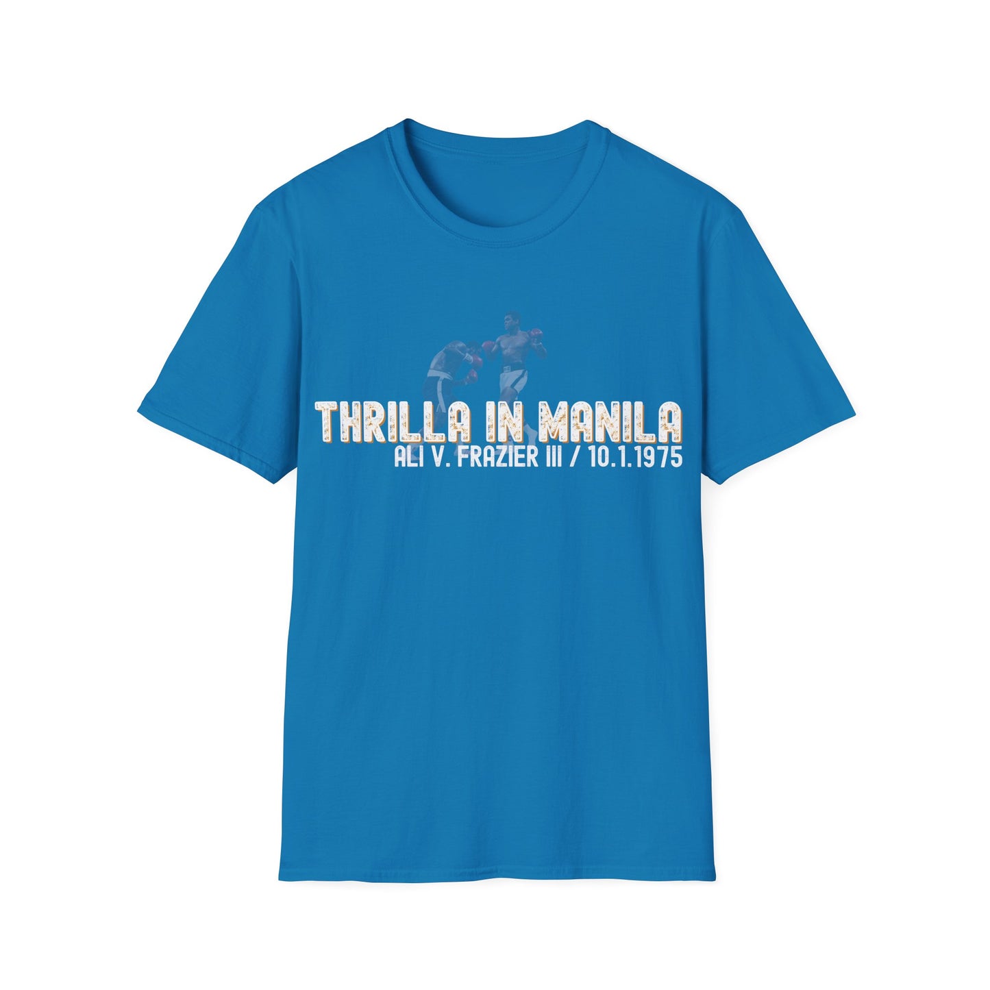 Ali vs Frazier Thrilla in Manila Homage Boxing T-Shirt - Distressed Fight Design