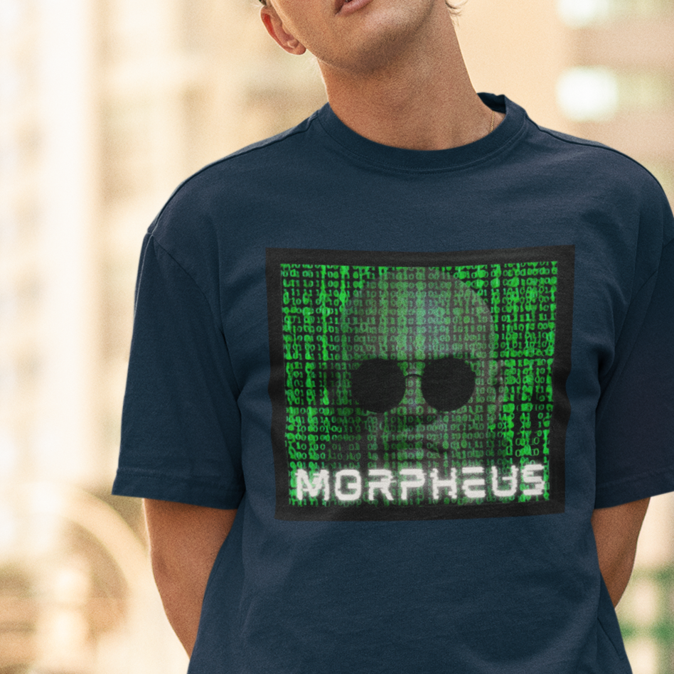 Morpheus Matrix T-Shirt - Green Code & Glasses Design