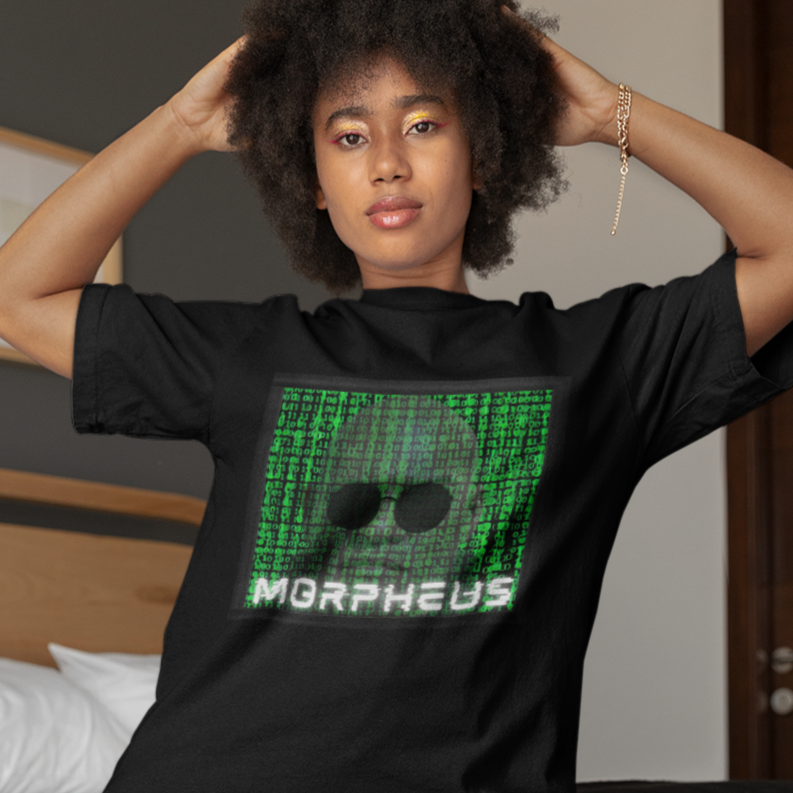 Morpheus Matrix T-Shirt - Green Code & Glasses Design