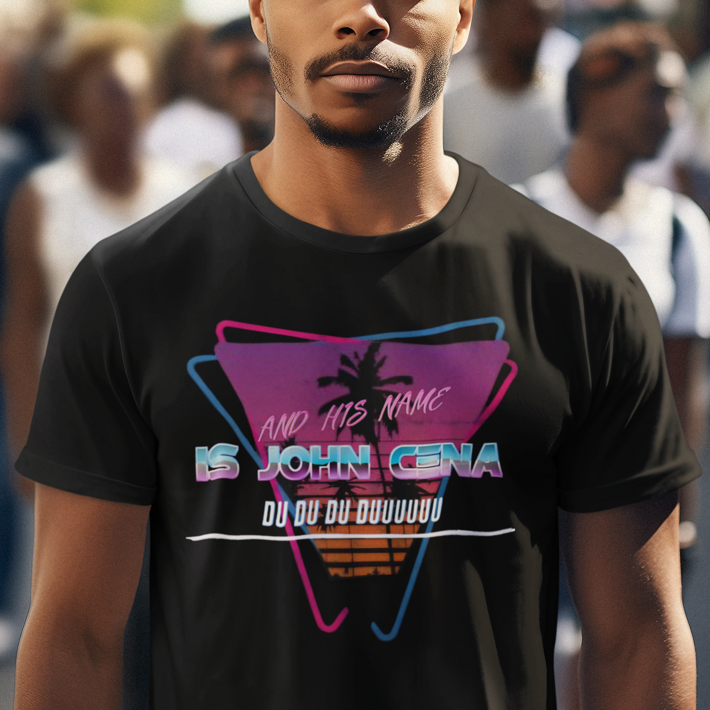 John Cena Meme T-Shirt - Retro 80s 'And His Name Is' Design | An IWC Inspired Funny Wrestling Tee