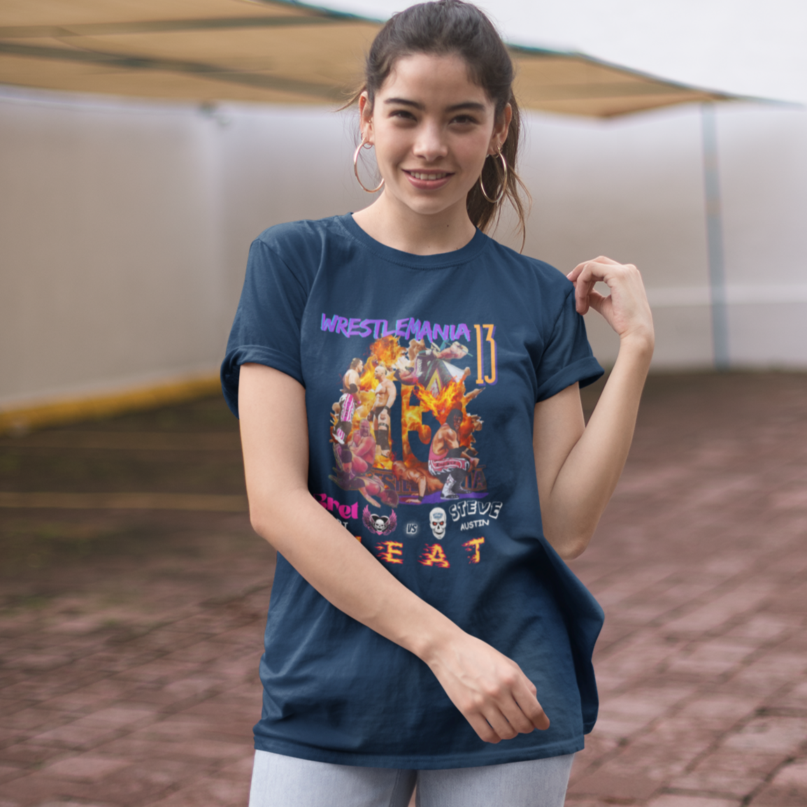 WrestleMania 13 “HEAT” Collage Tee – The Hitman Bret Hart vs. Stone Cold Steve Austin Tribute