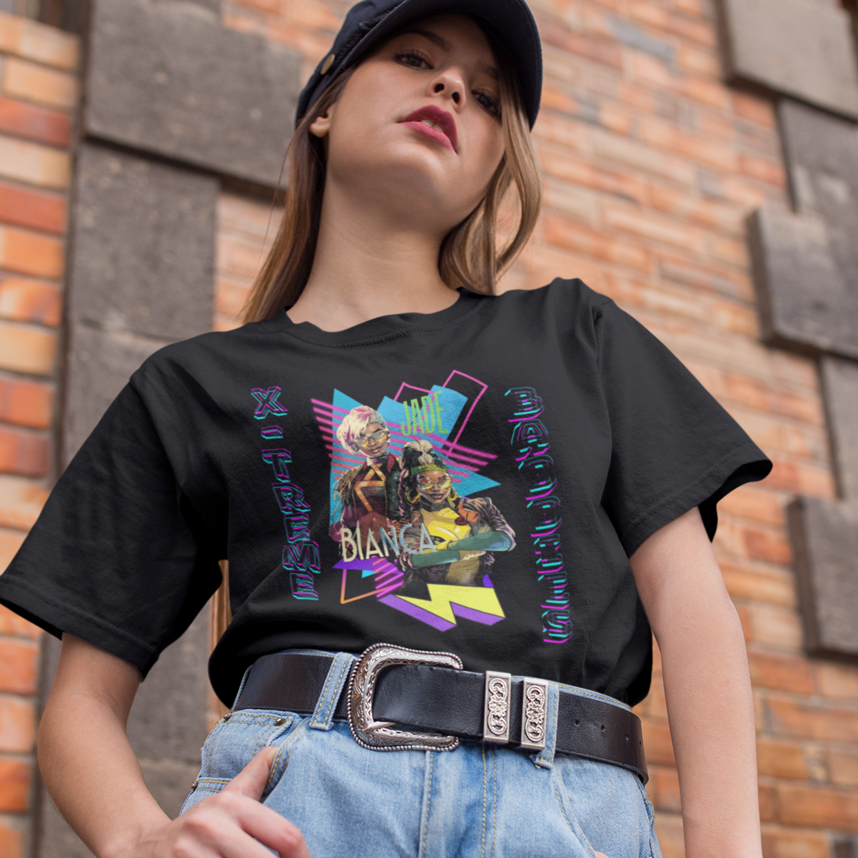 Jade Cargill & Bianca Belair Superhero Tee – 90s Xtreme Baddies Tag Team Tribute