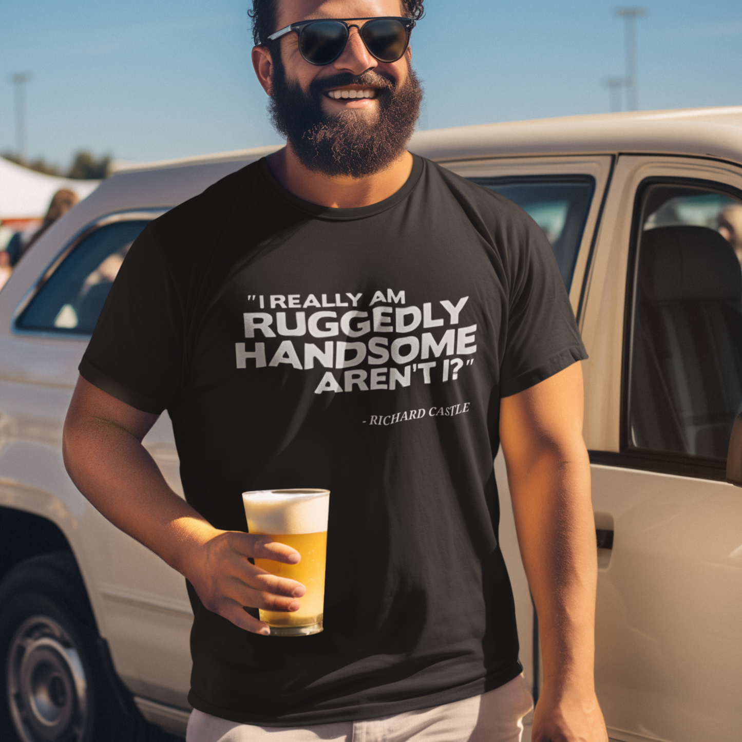 Castle Quote Tee – “Ruggedly Handsome” Edition | Nathan Fillion TV Show Fan T-Shirt