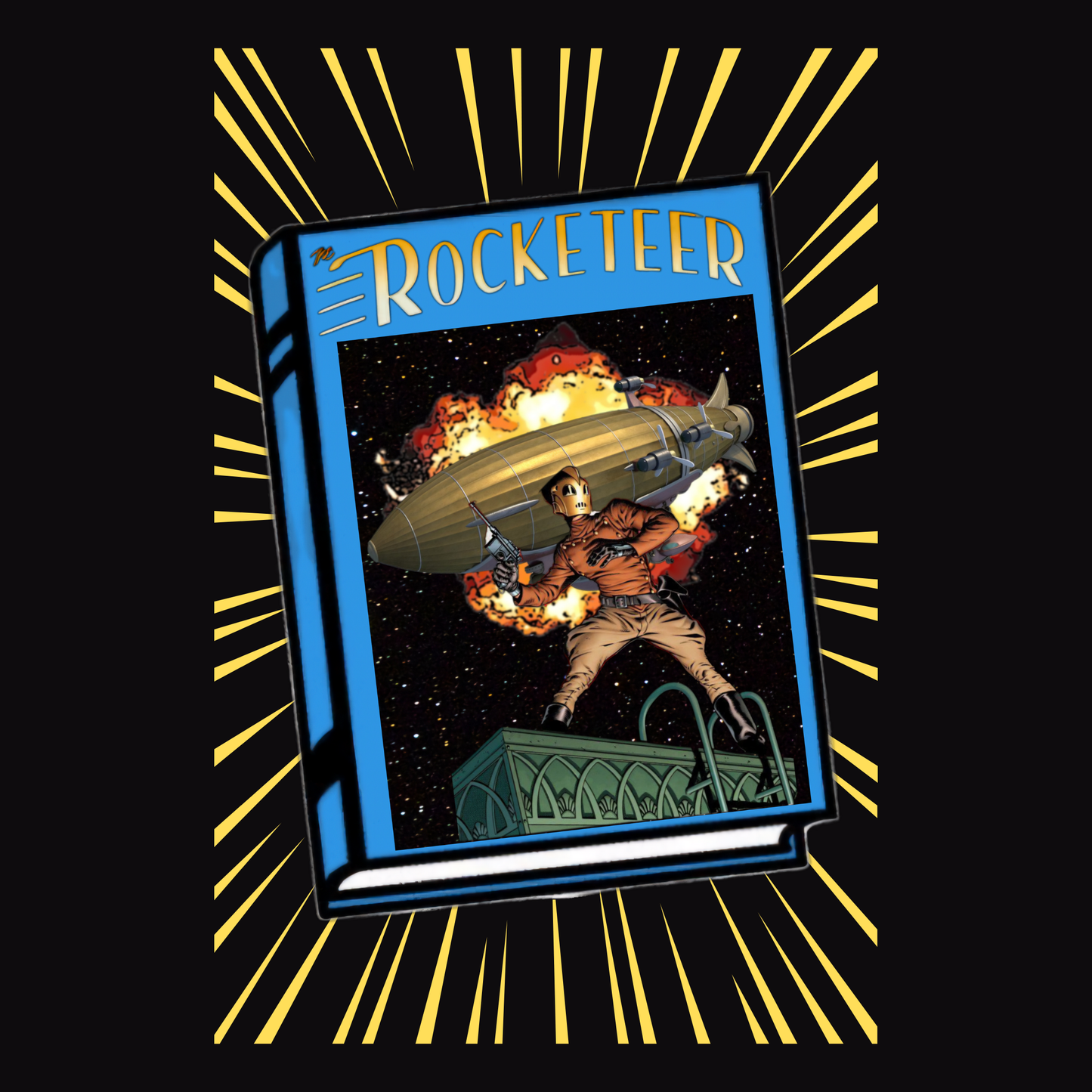 The Rocketeer Tribute Tee – Vintage Book Cover Blast-Off Edition