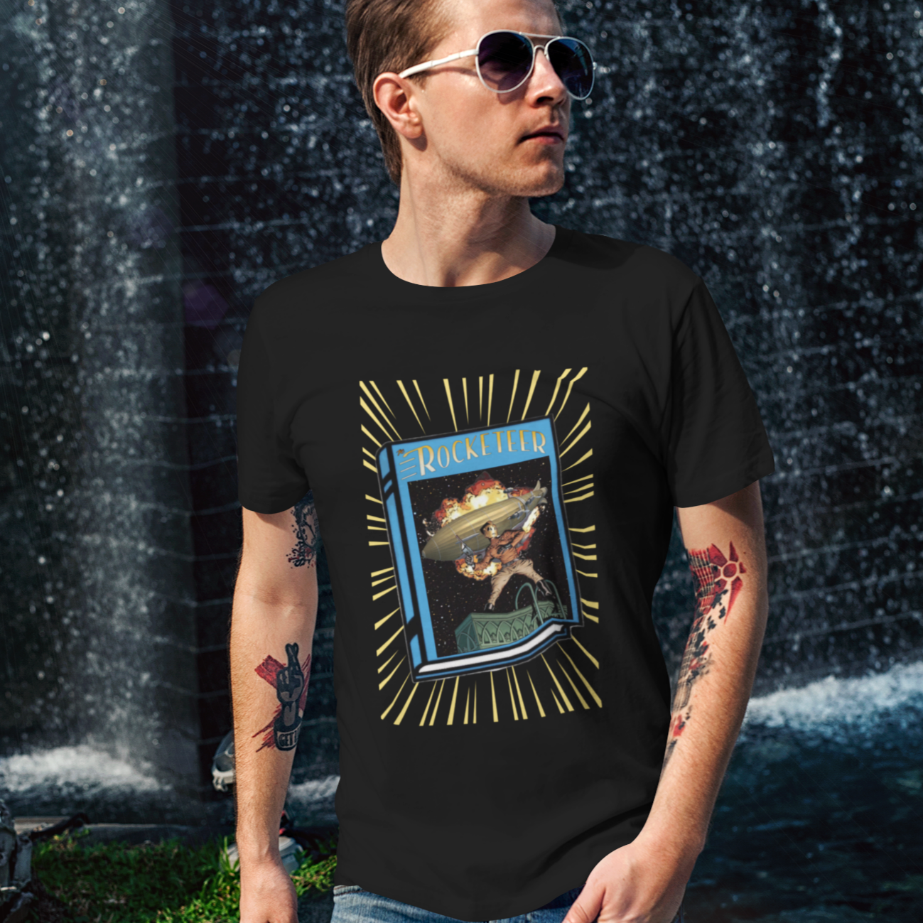 The Rocketeer Tribute Tee – Vintage Book Cover Blast-Off Edition