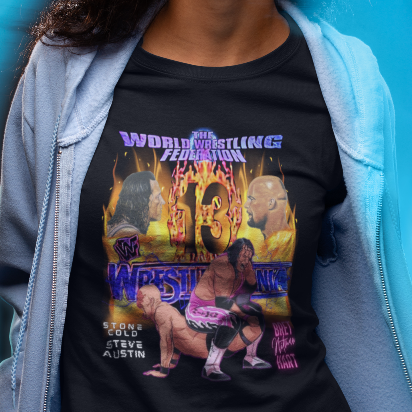Bret Hart vs Stone Cold Steve Austin 'Mania 13 Animated Battle Tee | Vintage Classic 90s Wrestling