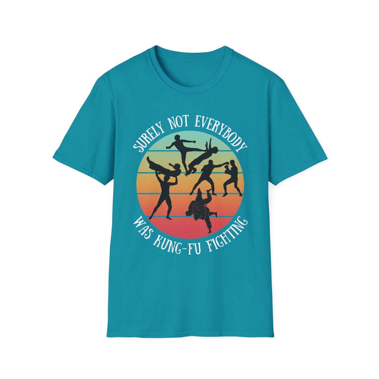 Funny Retro Sunset Tee - "Surely Not Everybody Was Kung-Fu Fighting" T-Shirt