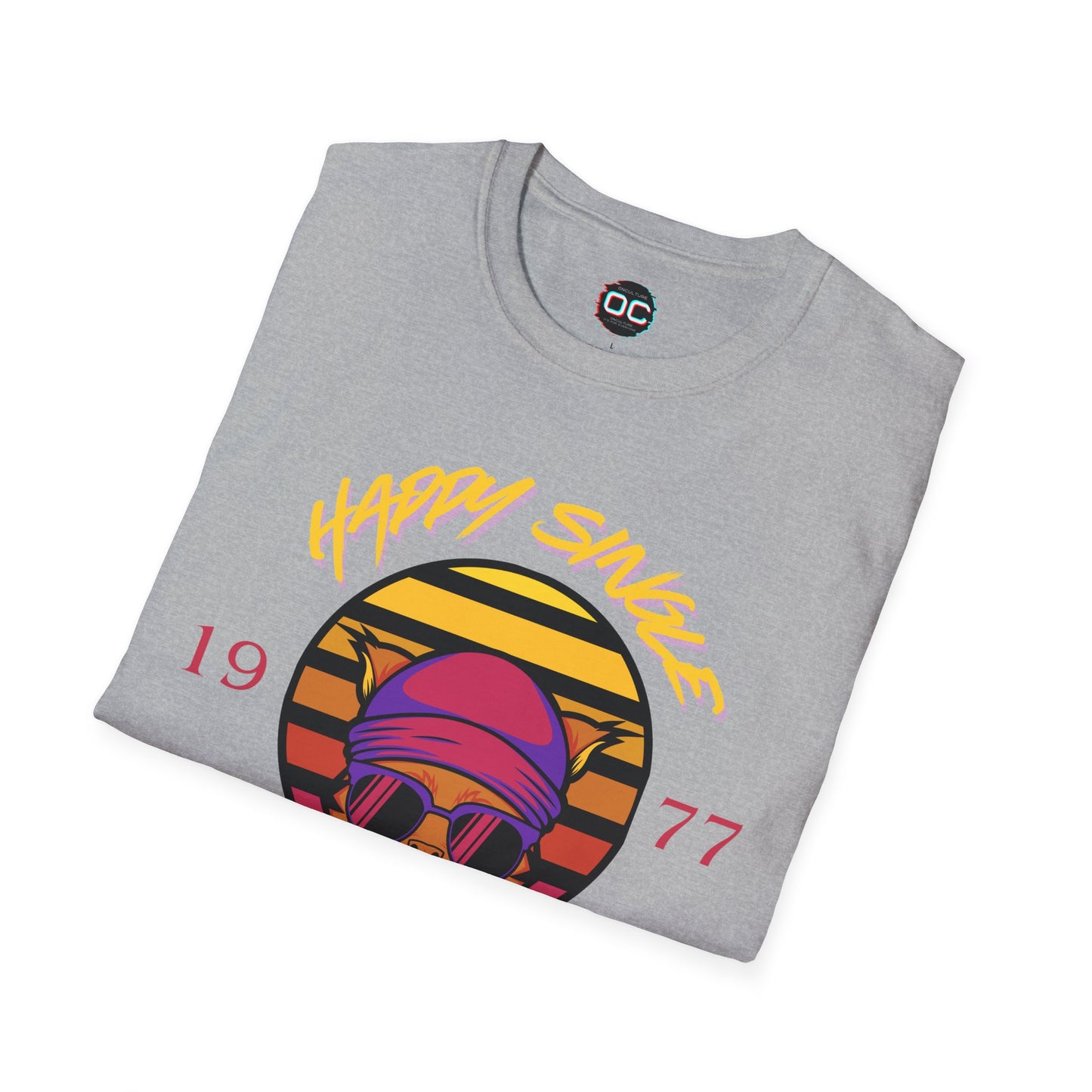 Retro "1977 Happy Single Cat Lady" Tee | Chill Vibe Graphic Shirt | Casual Vintage T-Shirt | For Cat Moms