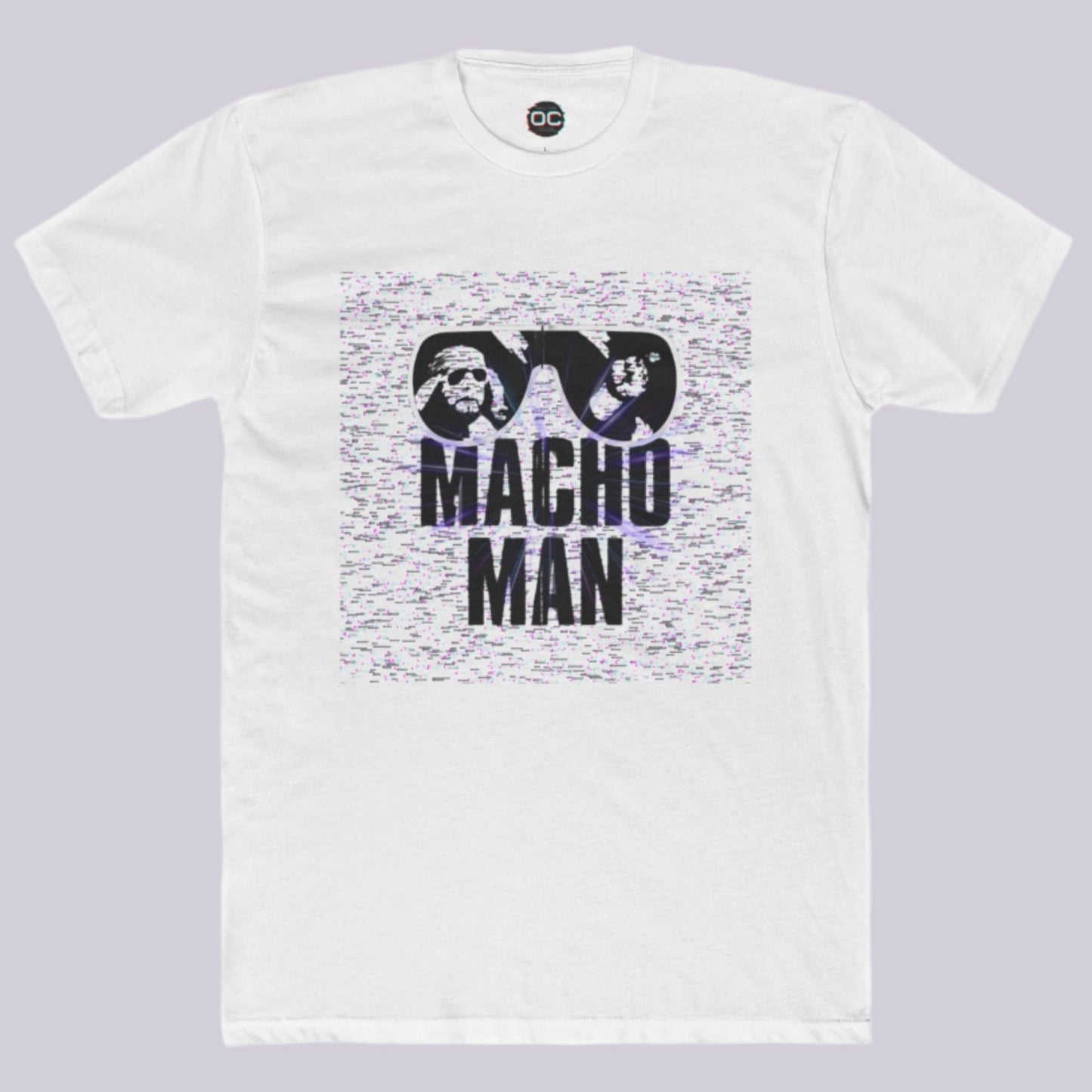 Macho Man Randy Savage Tribute Tee β Retro Glasses Design with TV Fuzz Background